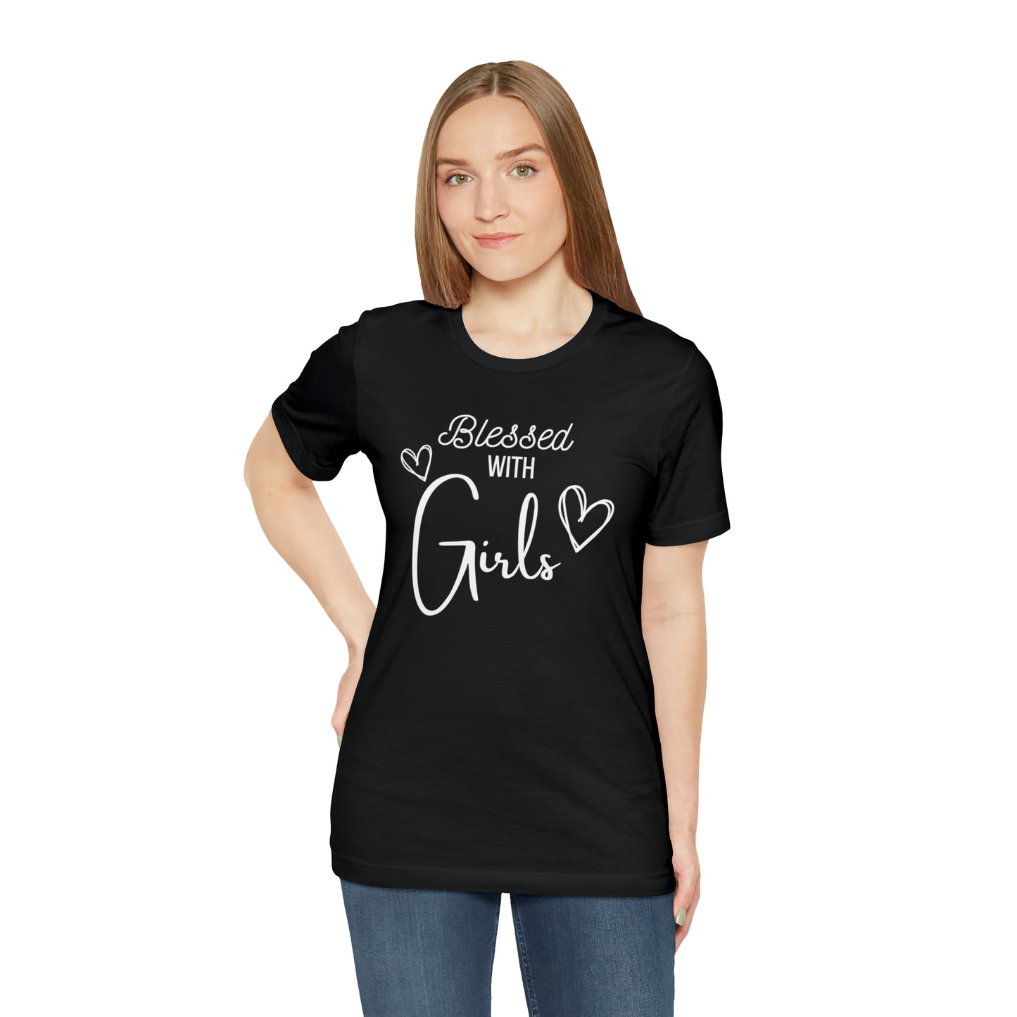 "Blessed With Girls" T-Shirt | Perfect Gift for Moms of Girls | Cute and Trendy Mom Fashion | Unique Mom Tee | Mother's Day Gift Ideas | Comfortable Mom Clothing for Everyday Wear | Celebrate Your Supermom Status with Style