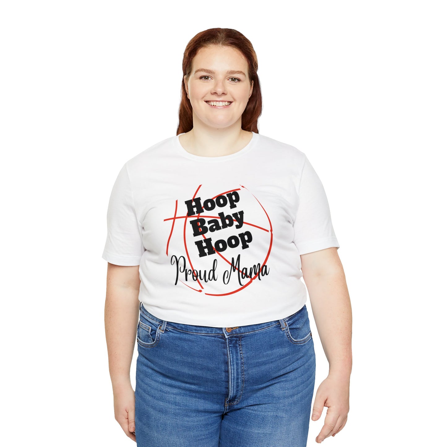 "Hoop Baby Hoop Proud Mama" T-Shirt | Basketball Mama Shirt | Basketball Mom Apparel | Gift Idea for Basketball Moms | Basketball Mom Gift | Basketball Mom Tee | Basketball Mom Shirt