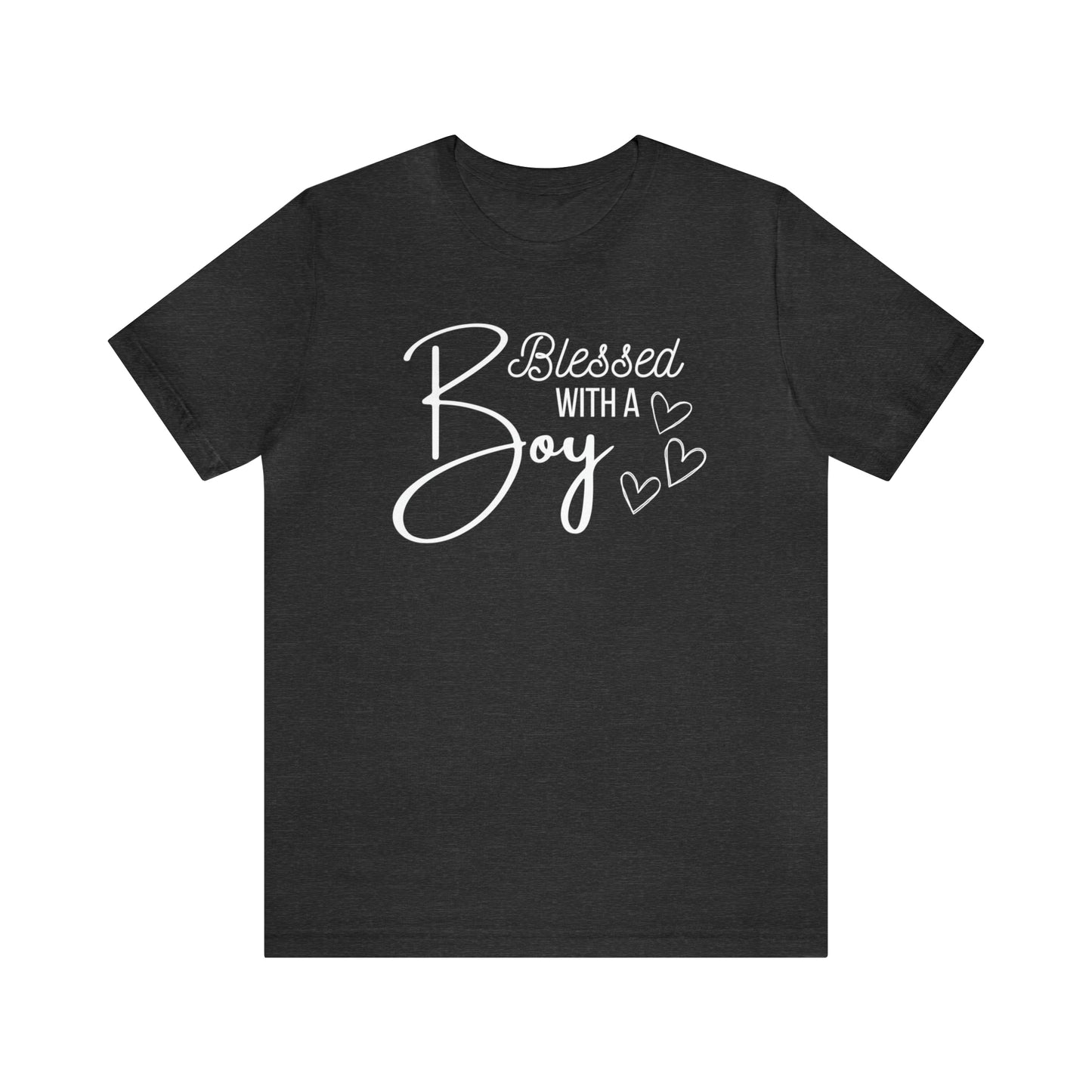 "Blessed With a Boy" T-Shirt | Perfect Gift for Moms of Boys | Cute and Trendy Mom Fashion | Mother's Day Gift Ideas | Comfortable Mom Clothing for Everyday Wear | Celebrate Your Mom Life