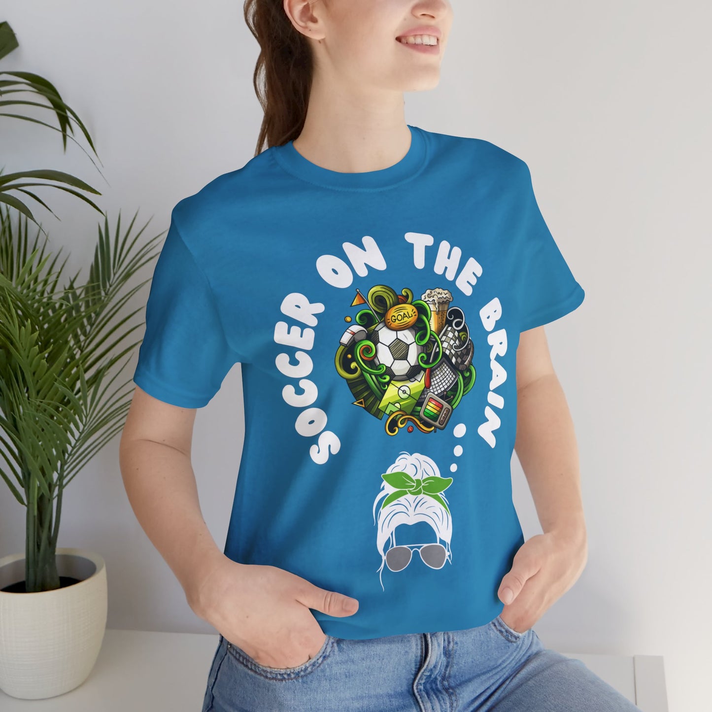 "Soccer on the Brain" T-Shirt | Soccer Mom Shirt for Game Day | Trendy Soccer Mama Tee | Soccer Graphic Tee Shirt | Christmas Gift Ideas for Moms | Soccer Mom Apparel