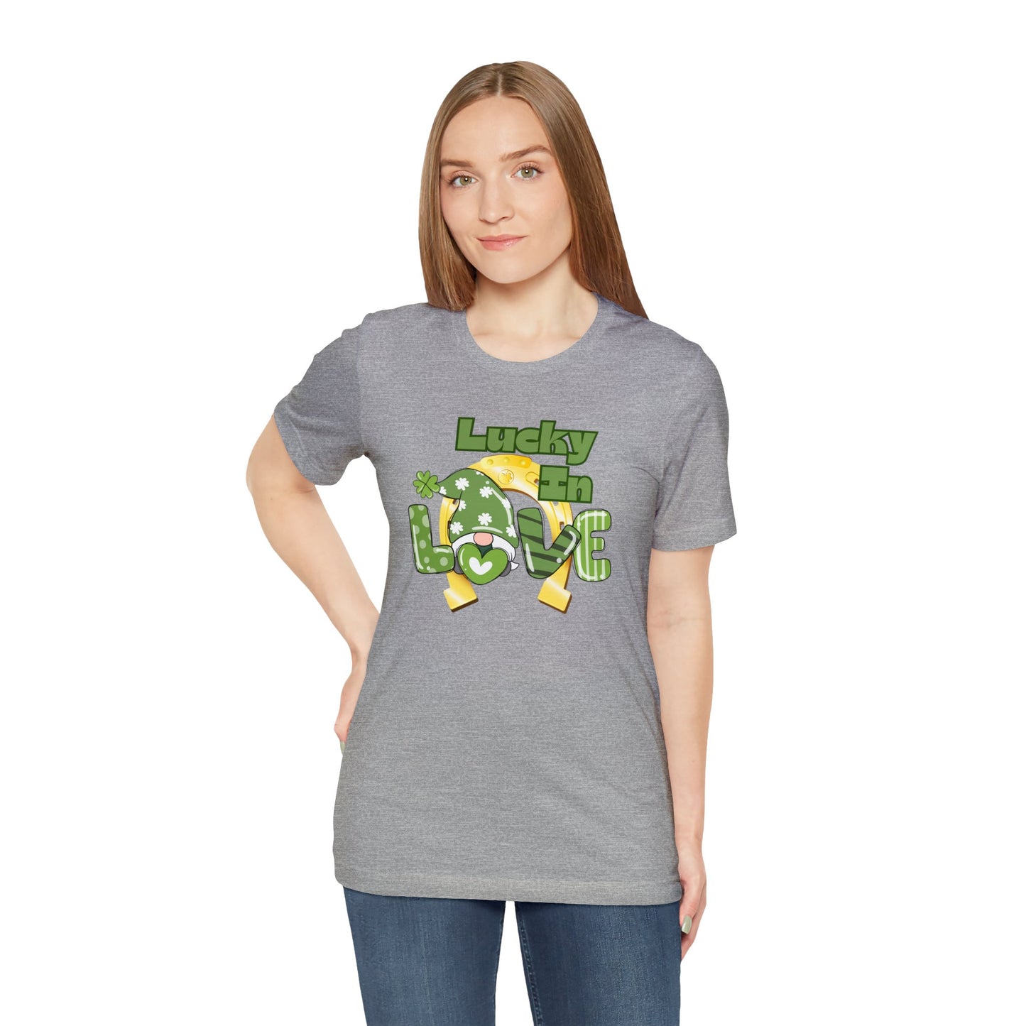 "Lucky in Love" T-Shirt | Lucky Ladies Shirt for St. Patrick's Day | Apparel for St. Patrick's Day | St. Patty's Day Tee Shirt for Ladies | Womens Tee for St. Paddy's Day | St. Patricks Day Tee Shirt for Hert