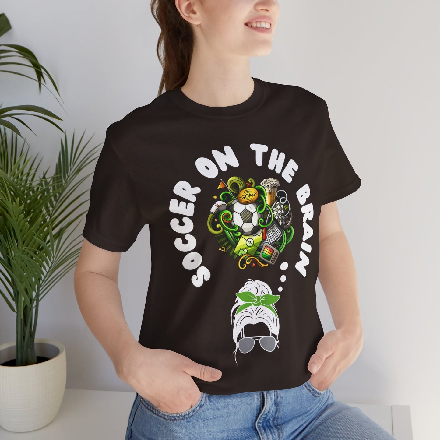 "Soccer on the Brain" T-Shirt | Soccer Mom Shirt for Game Day | Trendy Soccer Mama Tee | Soccer Graphic Tee Shirt | Christmas Gift Ideas for Moms | Soccer Mom Apparel