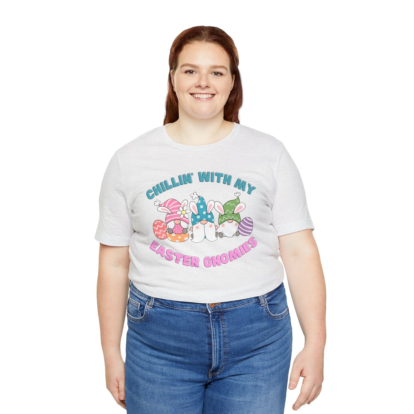 "Chillin' With My Easter Gnomies" T-Shirt | Funny Easter Shirt for Women | Easter Tee Shirt for Ladies | Gift for Her | Easter Apparel for Her | Women's Easter Tee Shirt