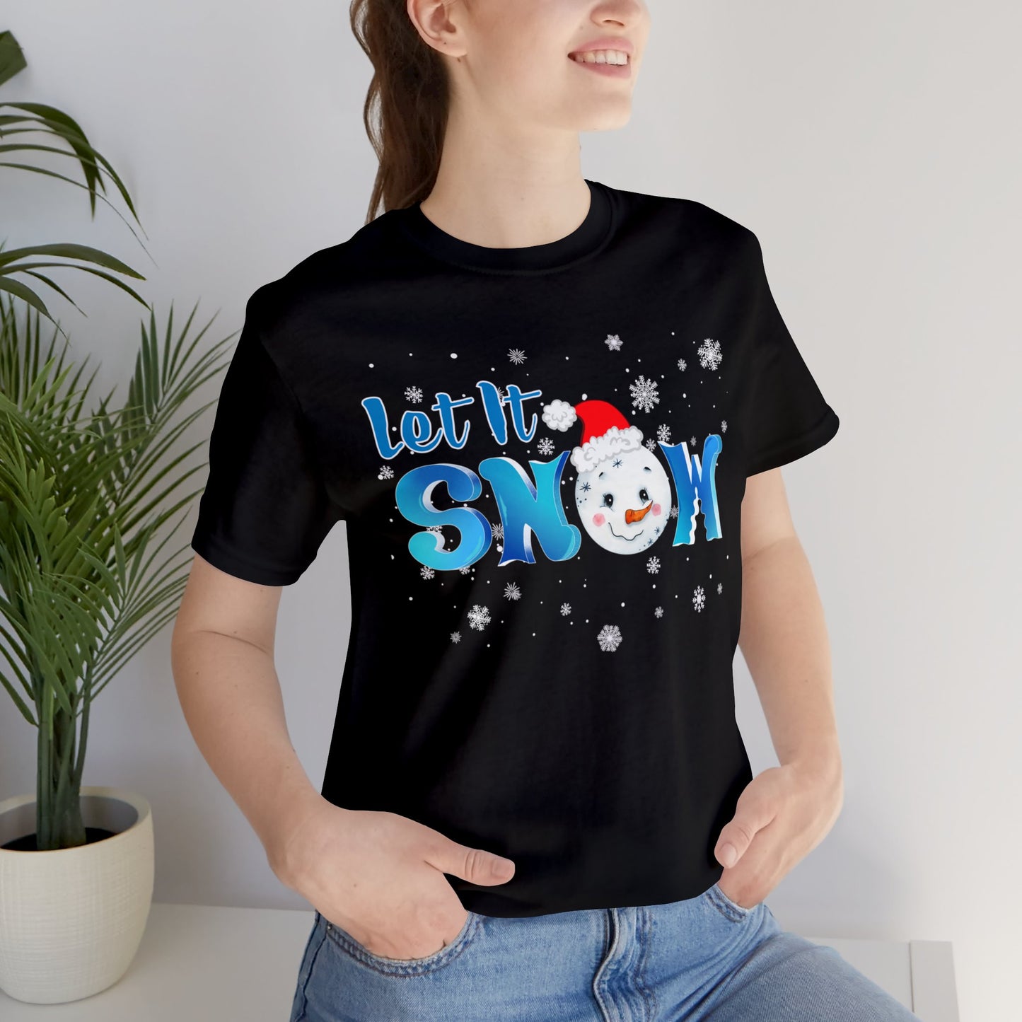 "Let It Snow" T-Shirt | Stocking Stuffer Gift | Christmas Graphic Tee | Trendy Christmas Shirt for Ladies | Womens Christmas Gift Ideas | Festive Holiday Tee Shirt for Christmas | Winter Shirt for Women