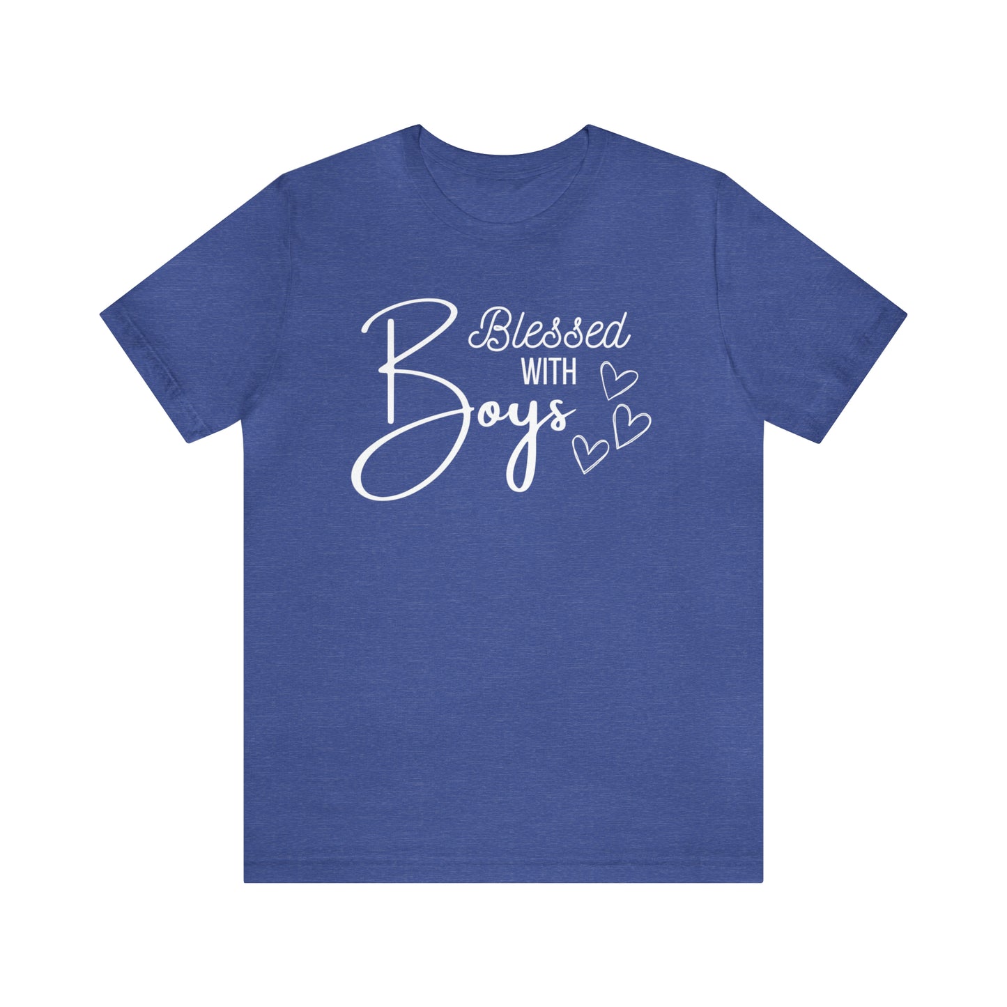 "Blessed With Boys" T-Shirt | Perfect Gift for Moms of Boys | Cute and Trendy Mom Fashion | Unique Mom Tee | Mother's Day Gift Ideas | Comfortable Mom Clothing for Everyday Wear | Celebrate Your Supermom Status with Style