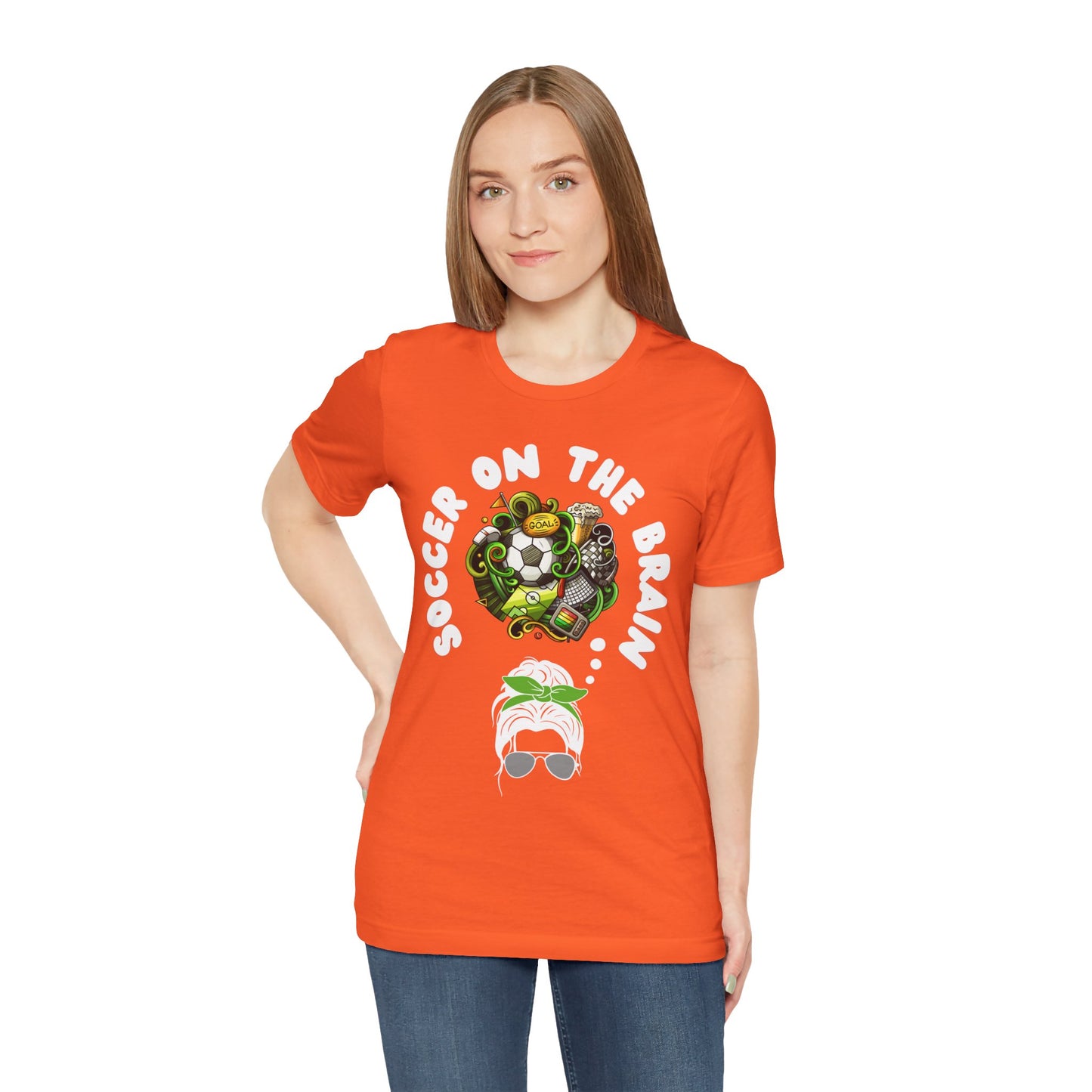 "Soccer on the Brain" T-Shirt | Soccer Mom Shirt for Game Day | Trendy Soccer Mama Tee | Soccer Graphic Tee Shirt | Christmas Gift Ideas for Moms | Soccer Mom Apparel