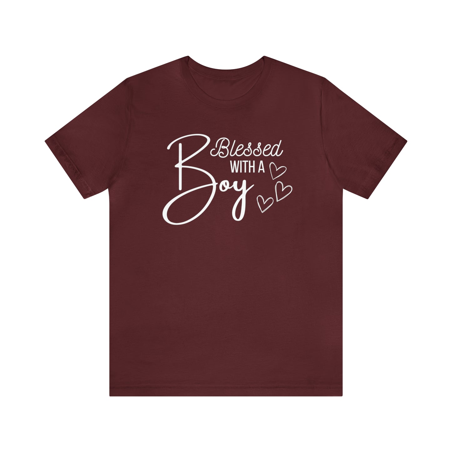 "Blessed With a Boy" T-Shirt | Perfect Gift for Moms of Boys | Cute and Trendy Mom Fashion | Mother's Day Gift Ideas | Comfortable Mom Clothing for Everyday Wear | Celebrate Your Mom Life