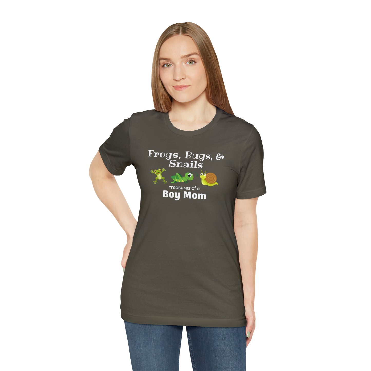 "Frogs, Bugs, & Snails Treasures of a Boy Mom" T-Shirt | Boy Mom Shirt | New Mom Gift | Boy Mama Shirt | Perfect Gift for Moms of Boys | Trendy Boy Mom Apparel | Mom of Boys Shirt | Boy Mom Christmas Gift