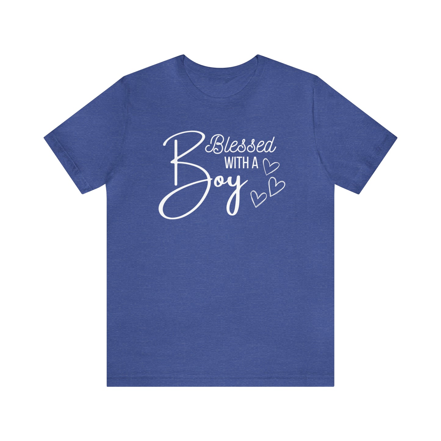 "Blessed With a Boy" T-Shirt | Perfect Gift for Moms of Boys | Cute and Trendy Mom Fashion | Mother's Day Gift Ideas | Comfortable Mom Clothing for Everyday Wear | Celebrate Your Mom Life