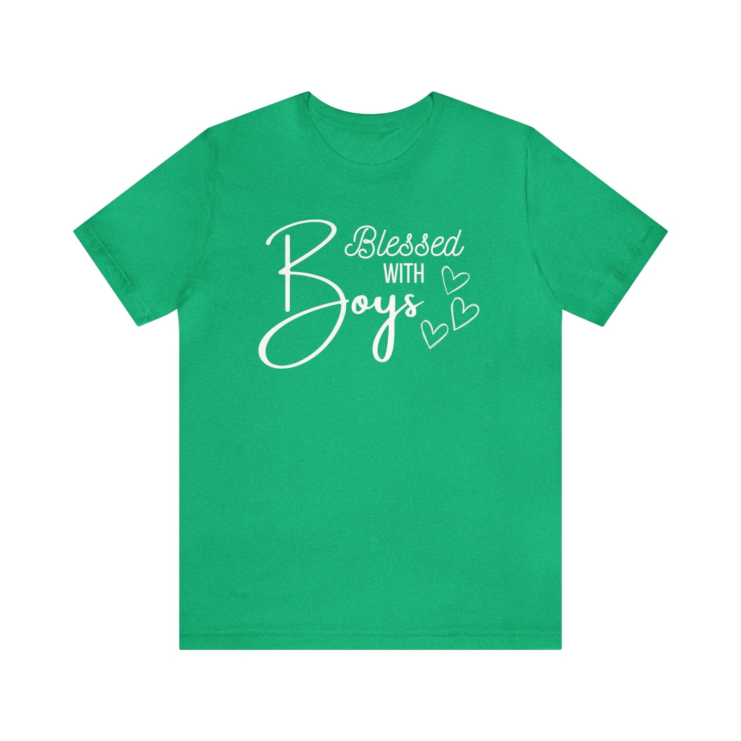 "Blessed With Boys" T-Shirt | Perfect Gift for Moms of Boys | Cute and Trendy Mom Fashion | Unique Mom Tee | Mother's Day Gift Ideas | Comfortable Mom Clothing for Everyday Wear | Celebrate Your Supermom Status with Style