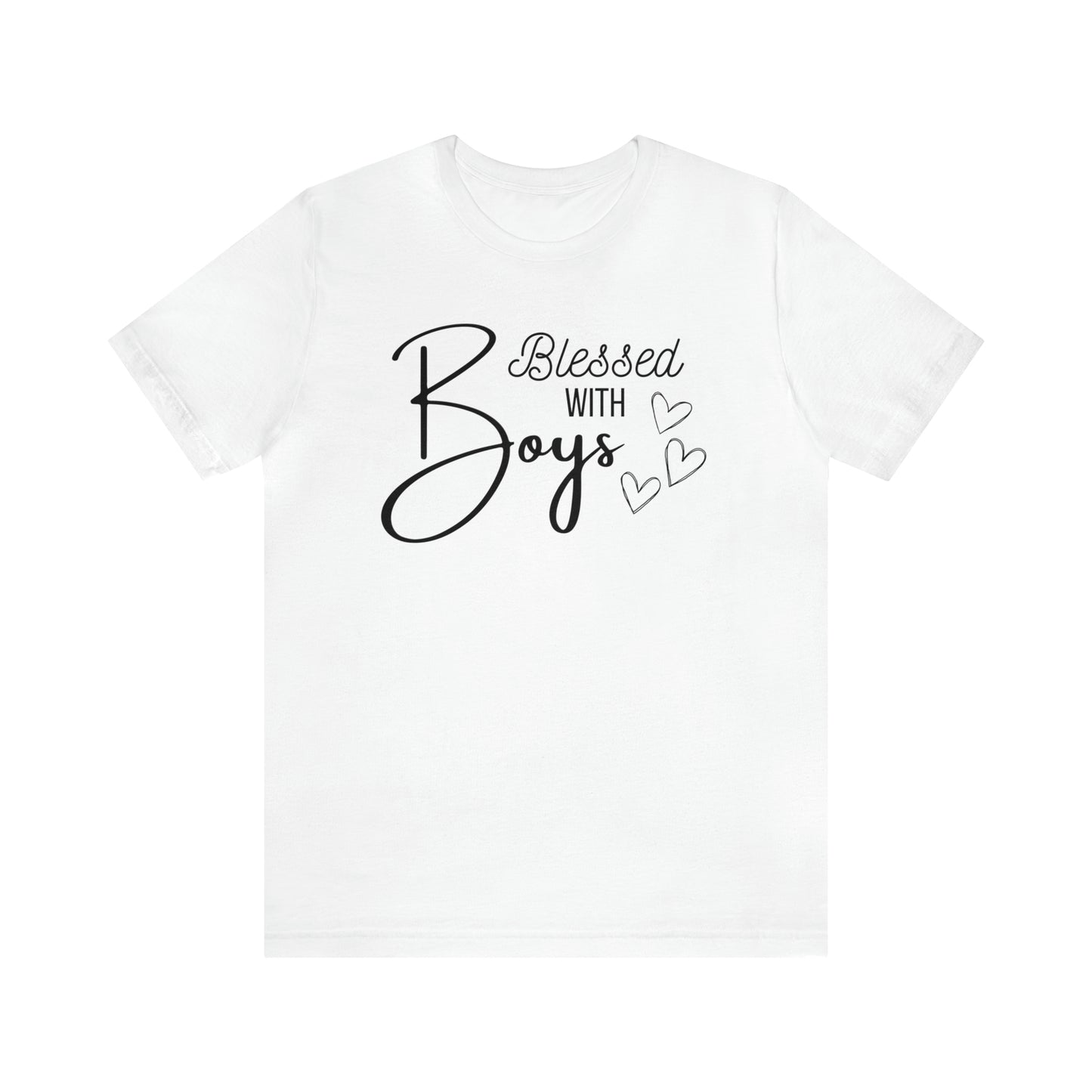 "Blessed With Boys" T-Shirt | Perfect Gift for Moms of Boys | Cute and Trendy Mom Fashion | Unique Mom Tee | Mother's Day Gift Ideas | Comfortable Mom Clothing for Everyday Wear | Celebrate Your Supermom Status with Style