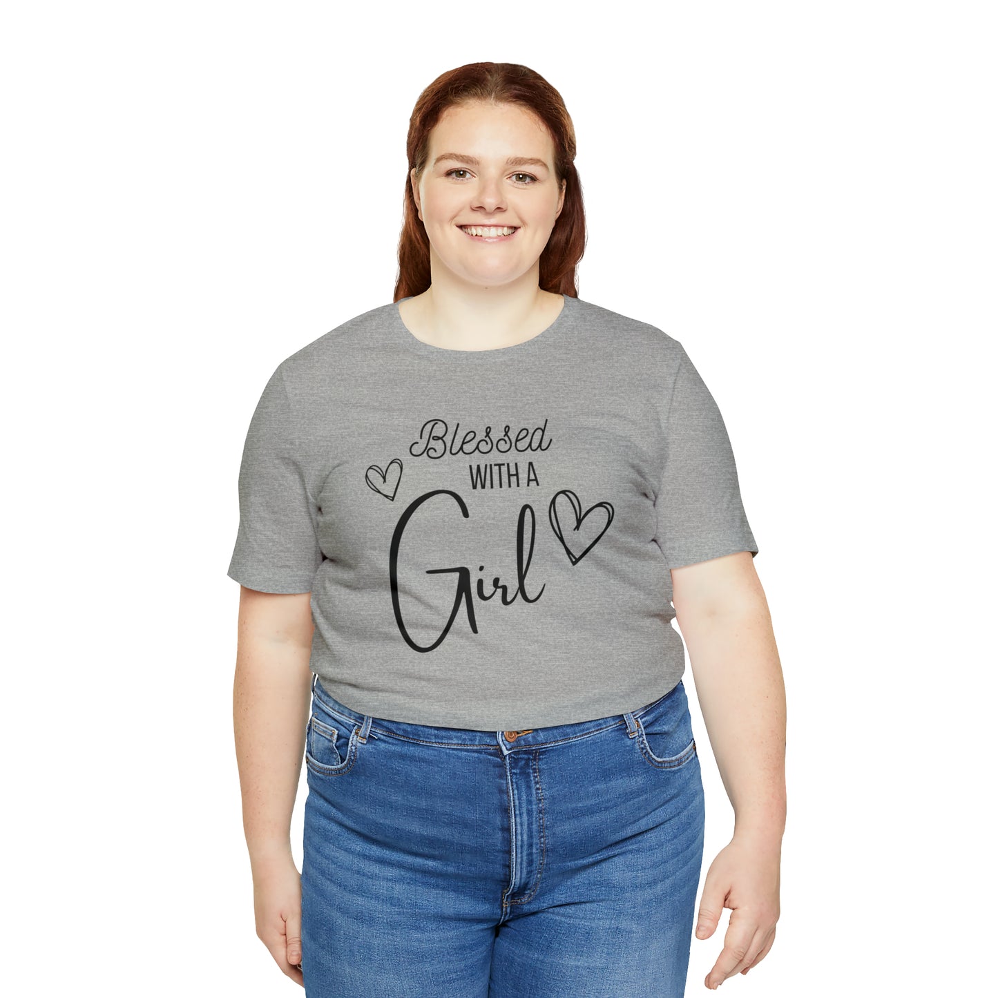 "Blessed With a Girl" T-Shirt | Ideal Gift for Moms of Daughters | Stylish and Trendy Mom Fashion | Mother's Day Gift Ideas | Comfortable Mom Clothing for Everyday Wear | Celebrate Your Supermom Status