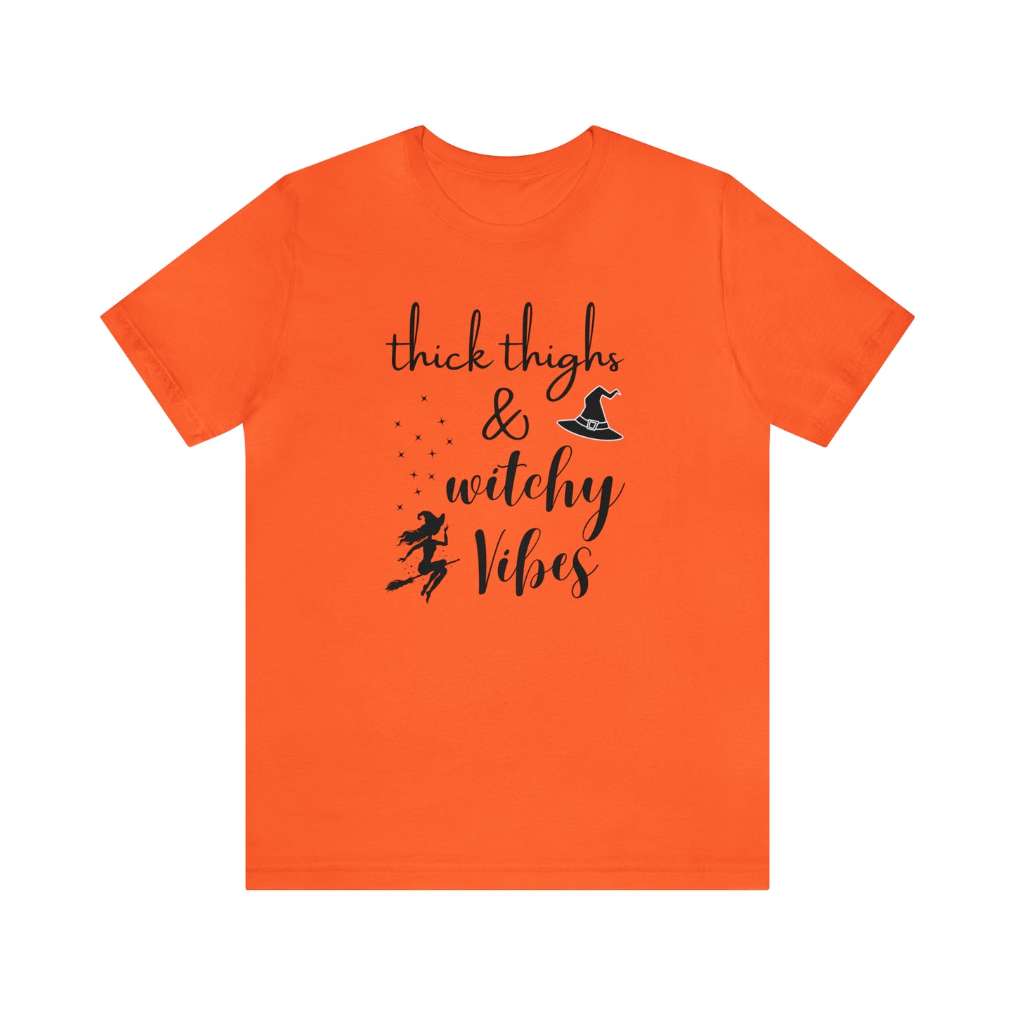 "Thick Thighs & Witchy Vibes" T-shirt | Trendy Halloween Apparel | Funny Halloween T-Shirts for Moms | Halloween Mom Shirts | Witchy Mom Shirt | Birthday Gift Ideas for Moms that Love Halloween