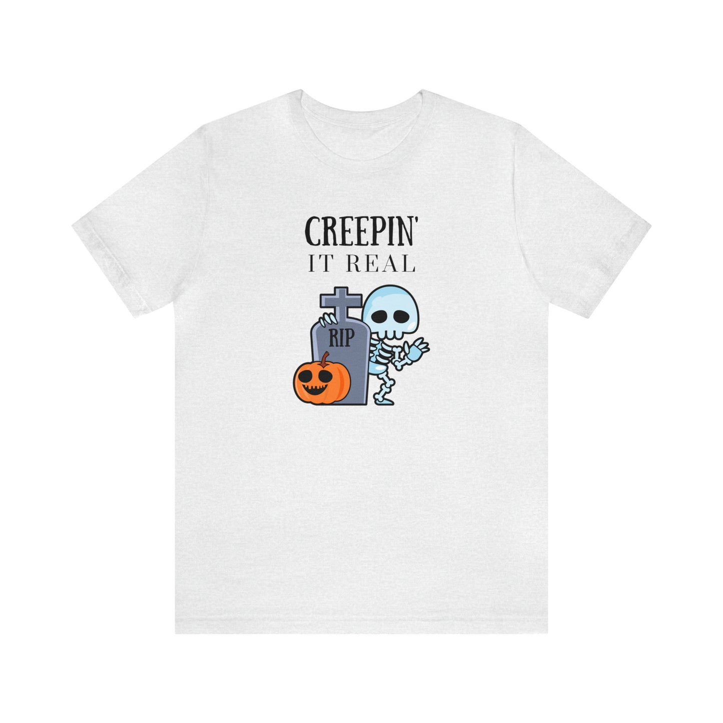 "Creepin' It Real" T-shirt | Halloween Mom Shirt | Gift Ideas for Women Who Love Halloween | Trendy Halloween Apparel | Halloween Shirts With Sayings for Moms | Cute Halloween Shirt