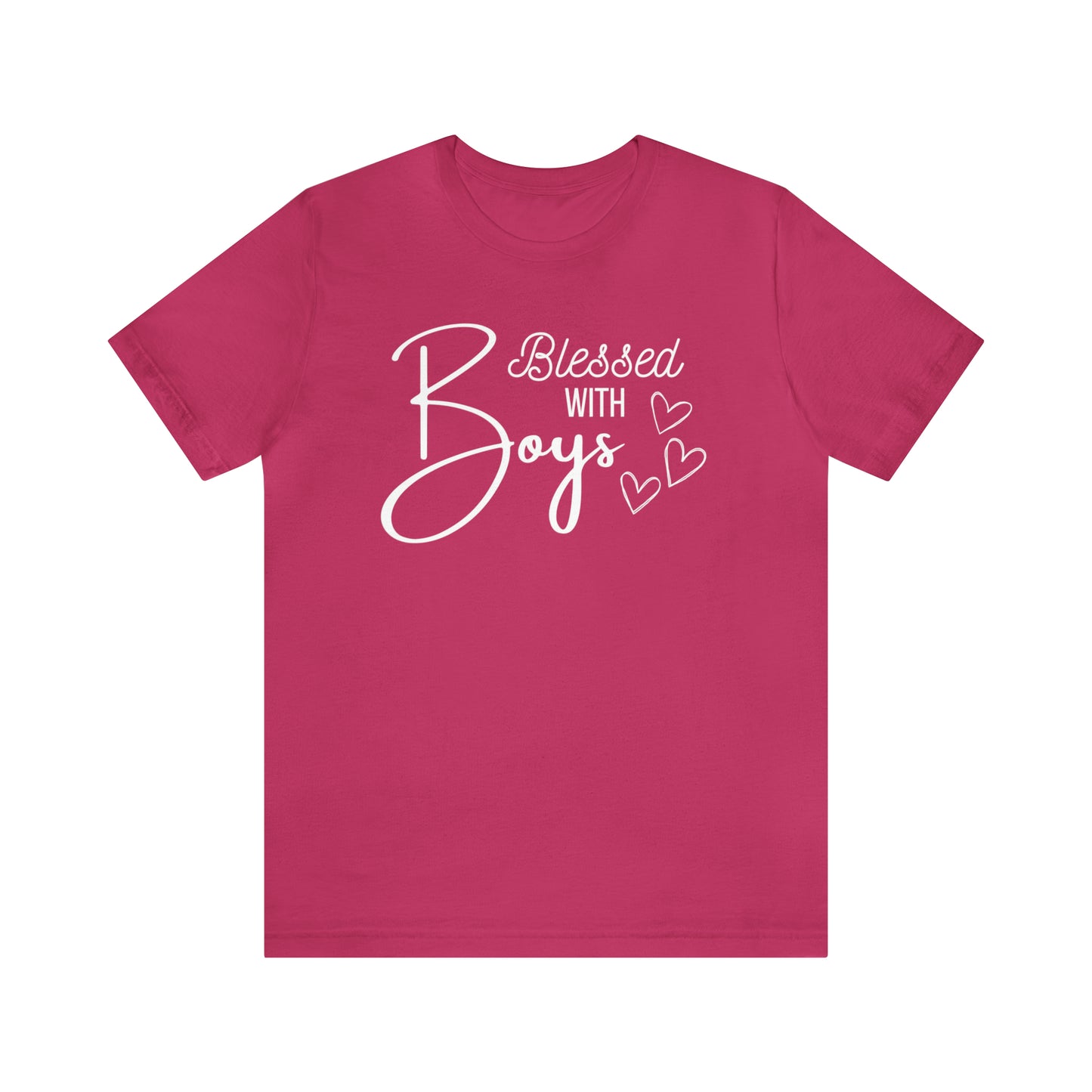 "Blessed With Boys" T-Shirt | Perfect Gift for Moms of Boys | Cute and Trendy Mom Fashion | Unique Mom Tee | Mother's Day Gift Ideas | Comfortable Mom Clothing for Everyday Wear | Celebrate Your Supermom Status with Style