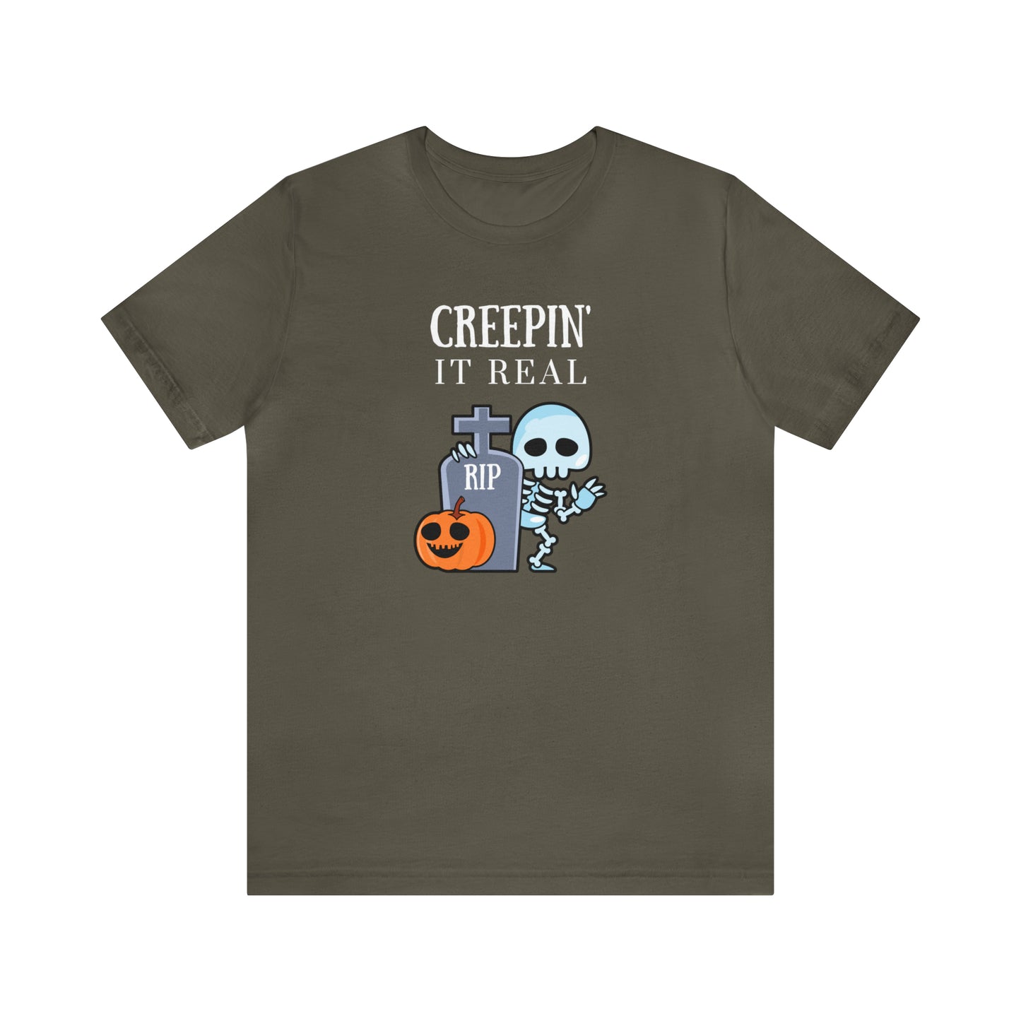 "Creepin' It Real" T-shirt | Halloween Mom Shirt | Gift Ideas for Women Who Love Halloween | Trendy Halloween Apparel | Halloween Shirts With Sayings for Moms | Cute Halloween Shirt