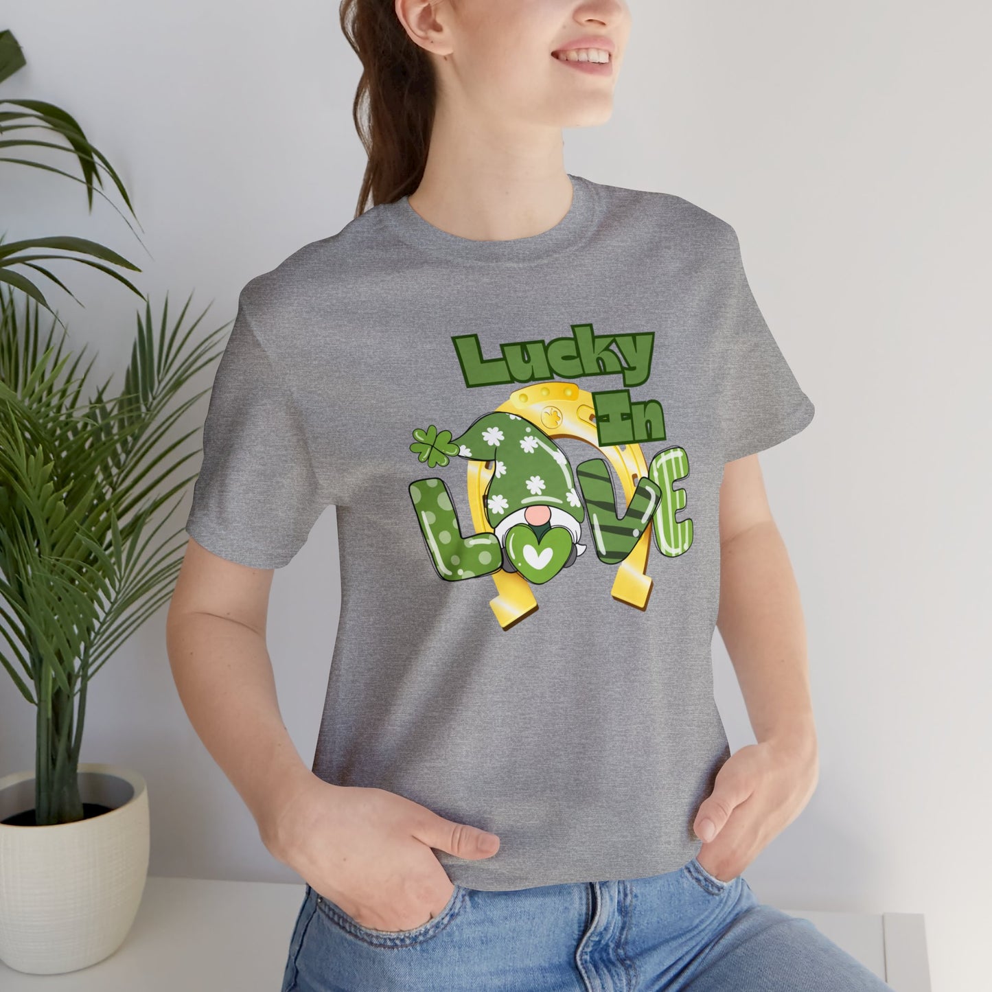 "Lucky in Love" T-Shirt | Lucky Ladies Shirt for St. Patrick's Day | Apparel for St. Patrick's Day | St. Patty's Day Tee Shirt for Ladies | Womens Tee for St. Paddy's Day | St. Patricks Day Tee Shirt for Hert