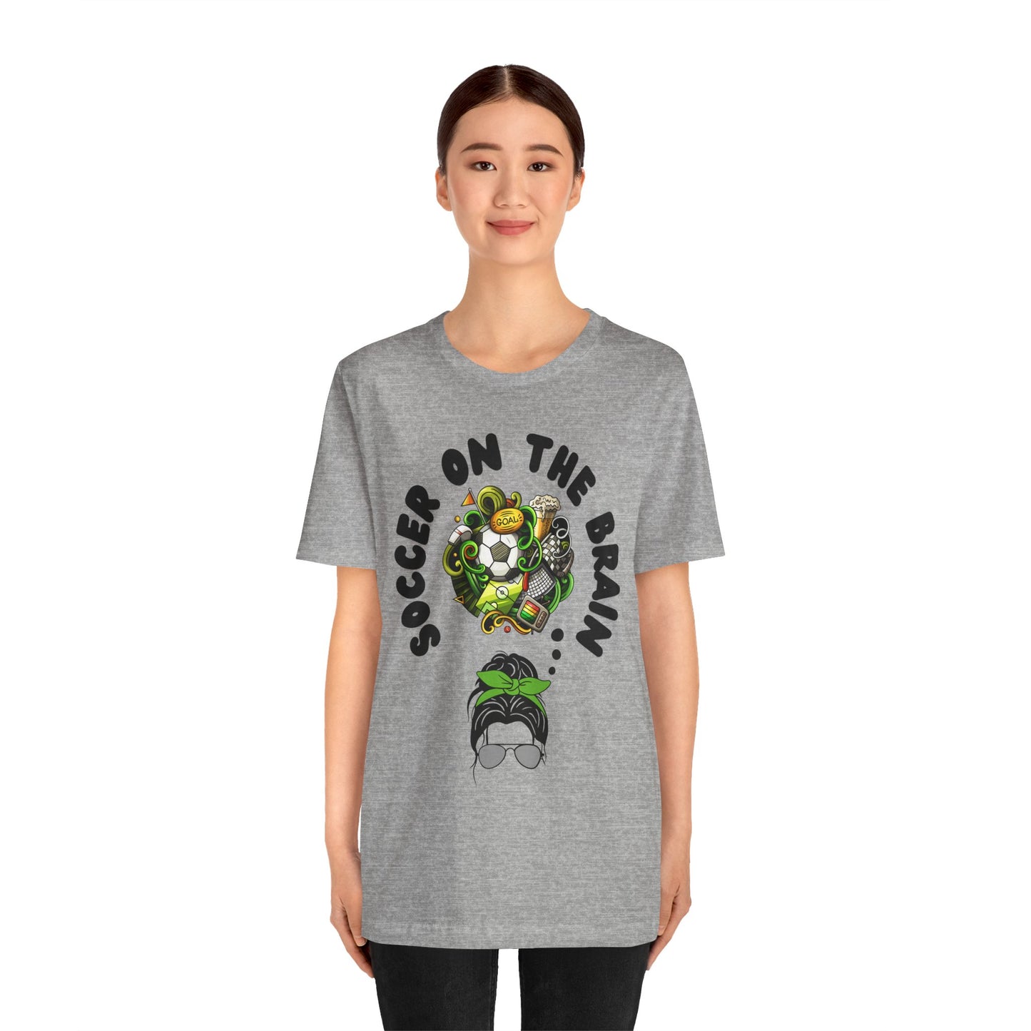 "Soccer on the Brain" T-Shirt | Soccer Mom Shirt for Game Day | Trendy Soccer Mama Tee | Soccer Graphic Tee Shirt | Christmas Gift Ideas for Moms | Soccer Mom Apparel