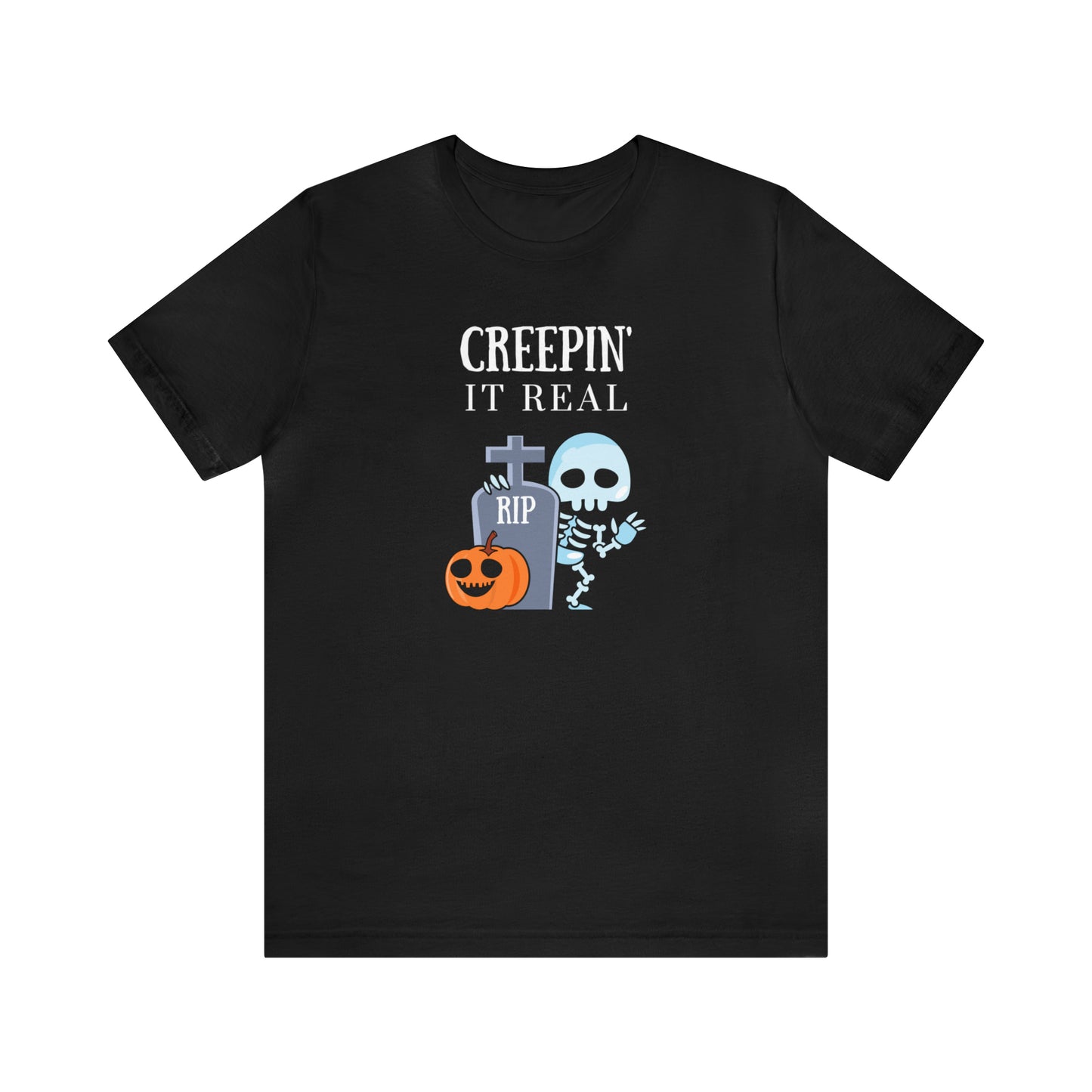 "Creepin' It Real" T-shirt | Halloween Mom Shirt | Gift Ideas for Women Who Love Halloween | Trendy Halloween Apparel | Halloween Shirts With Sayings for Moms | Cute Halloween Shirt