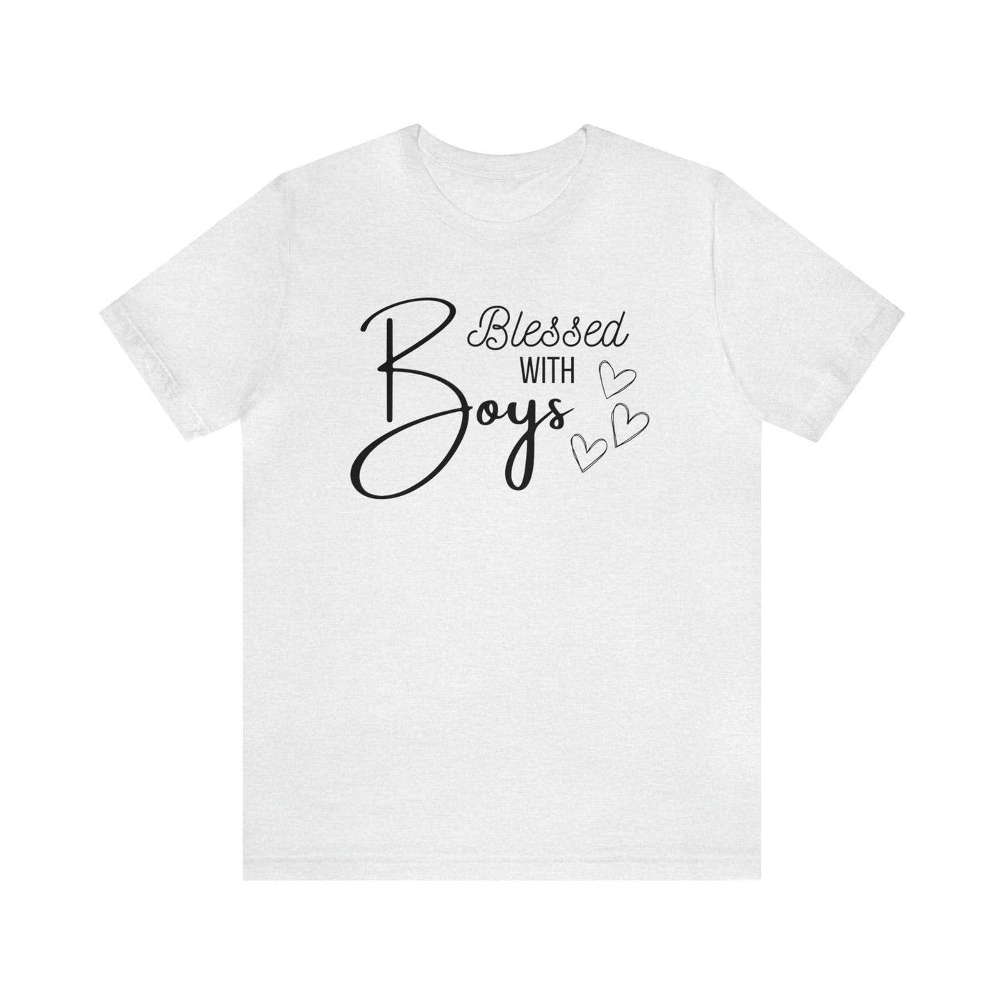 "Blessed With Boys" T-Shirt | Perfect Gift for Moms of Boys | Cute and Trendy Mom Fashion | Unique Mom Tee | Mother's Day Gift Ideas | Comfortable Mom Clothing for Everyday Wear | Celebrate Your Supermom Status with Style