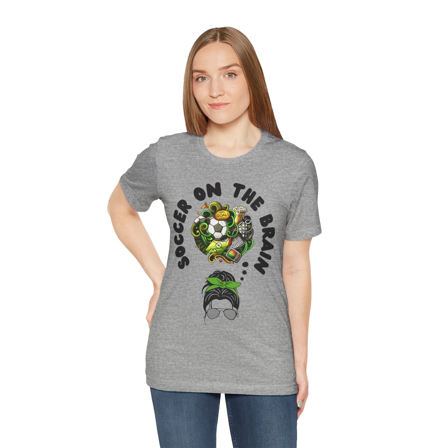 "Soccer on the Brain" T-Shirt | Soccer Mom Shirt for Game Day | Trendy Soccer Mama Tee | Soccer Graphic Tee Shirt | Christmas Gift Ideas for Moms | Soccer Mom Apparel