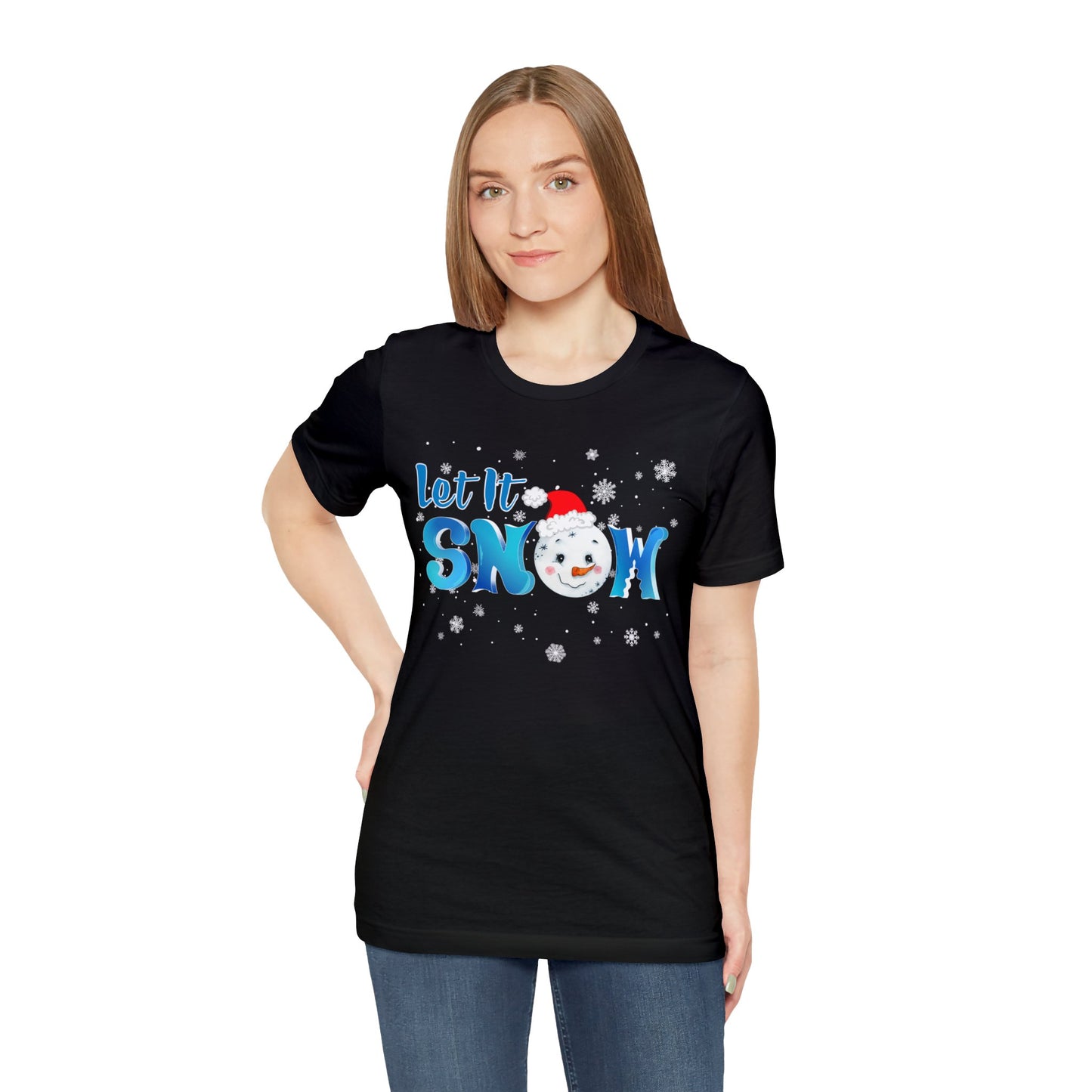 "Let It Snow" T-Shirt | Stocking Stuffer Gift | Christmas Graphic Tee | Trendy Christmas Shirt for Ladies | Womens Christmas Gift Ideas | Festive Holiday Tee Shirt for Christmas | Winter Shirt for Women