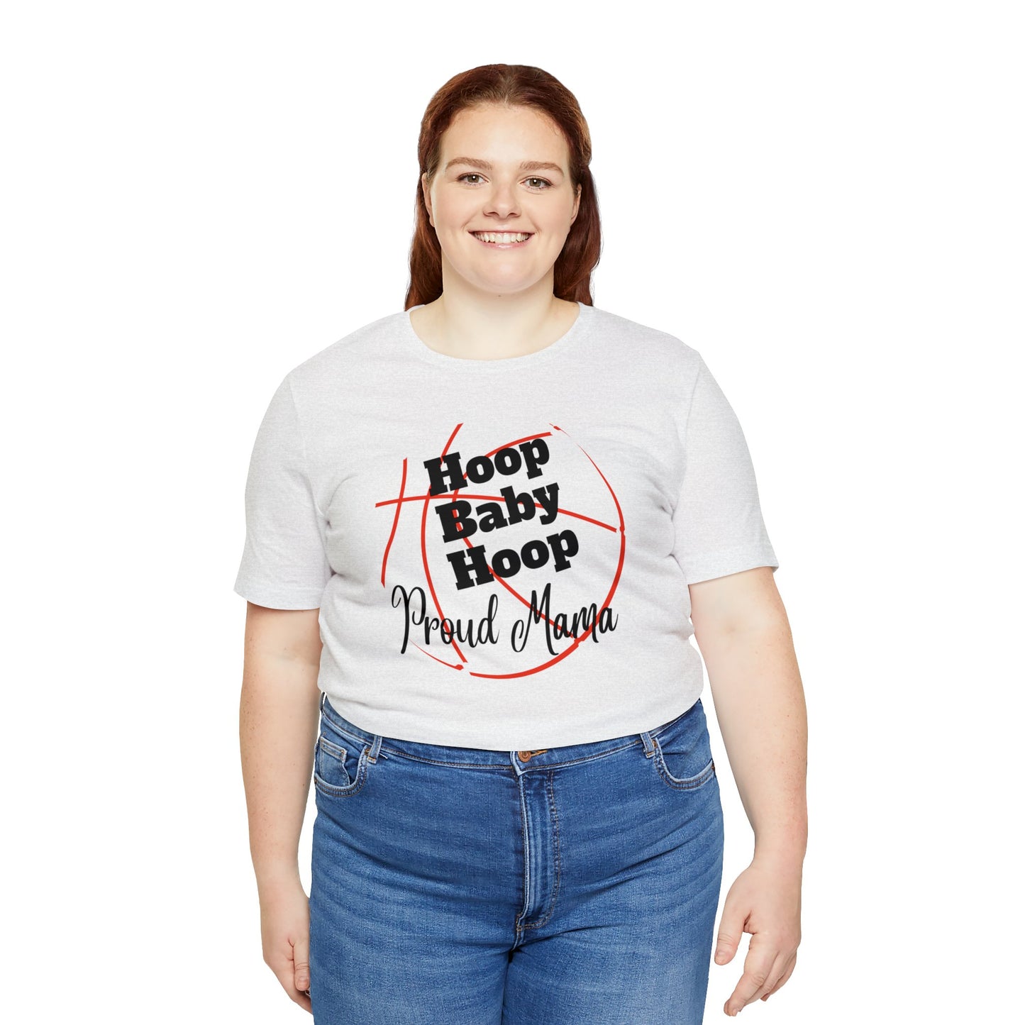 "Hoop Baby Hoop Proud Mama" T-Shirt | Basketball Mama Shirt | Basketball Mom Apparel | Gift Idea for Basketball Moms | Basketball Mom Gift | Basketball Mom Tee | Basketball Mom Shirt