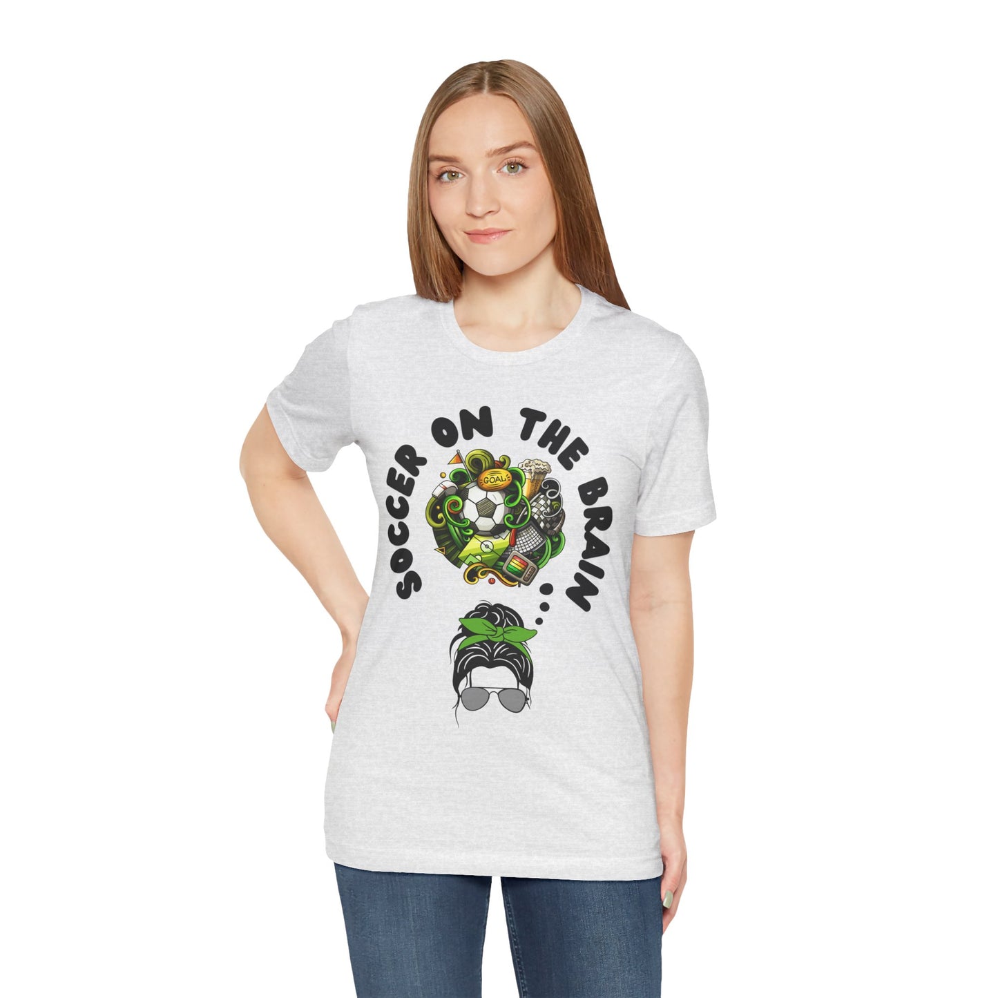 "Soccer on the Brain" T-Shirt | Soccer Mom Shirt for Game Day | Trendy Soccer Mama Tee | Soccer Graphic Tee Shirt | Christmas Gift Ideas for Moms | Soccer Mom Apparel