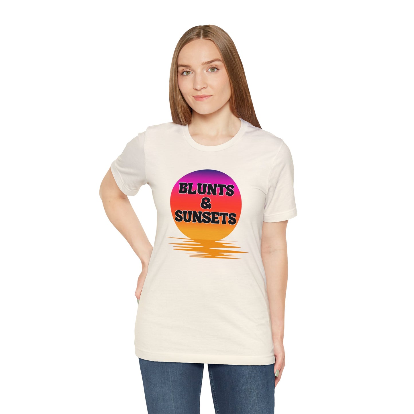 "Blunts & Sunsets" T-Shirt | Funny Ladies Shirt | Gifts for Her | Women's Smoke & Chill Shirt | Carefree Shirt for Women | Birthday Gift Ideas for Women | Humorous Women's Tee Shirts | Trendy Women's Apparel | Sunset Shirt for Women