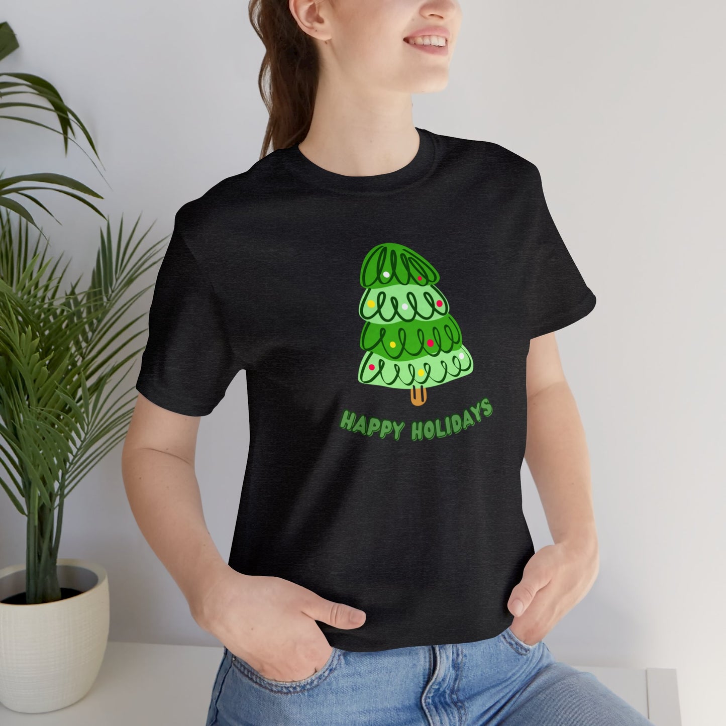 "Happy Holidays" T-Shirt | Christmas Shirt for Women | Ladies Christmas Apparel | Christmas Gift Ideas for Mom | Festive Women's Tee Shirt for Christmas | Ladies Holiday Shirt