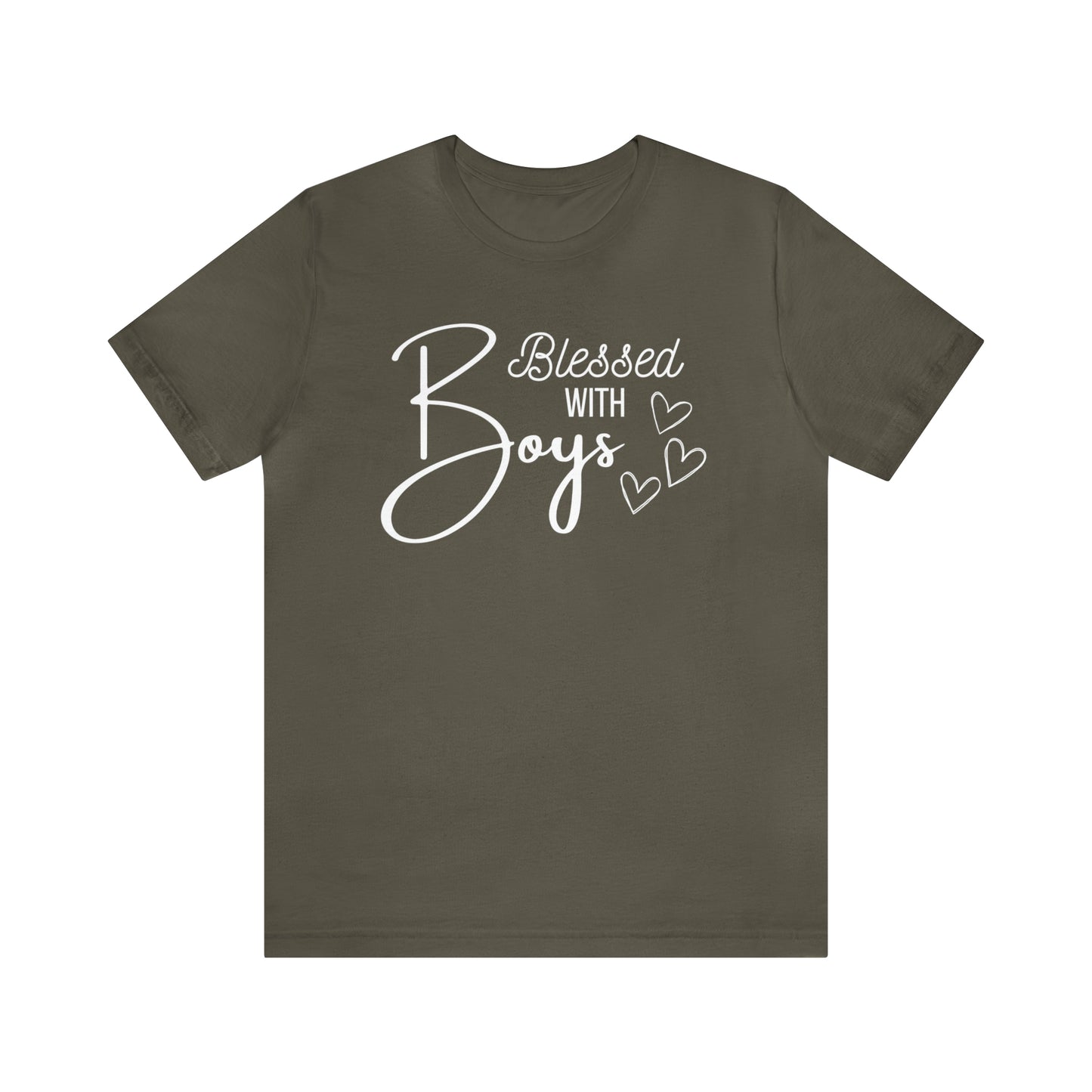 "Blessed With Boys" T-Shirt | Perfect Gift for Moms of Boys | Cute and Trendy Mom Fashion | Unique Mom Tee | Mother's Day Gift Ideas | Comfortable Mom Clothing for Everyday Wear | Celebrate Your Supermom Status with Style