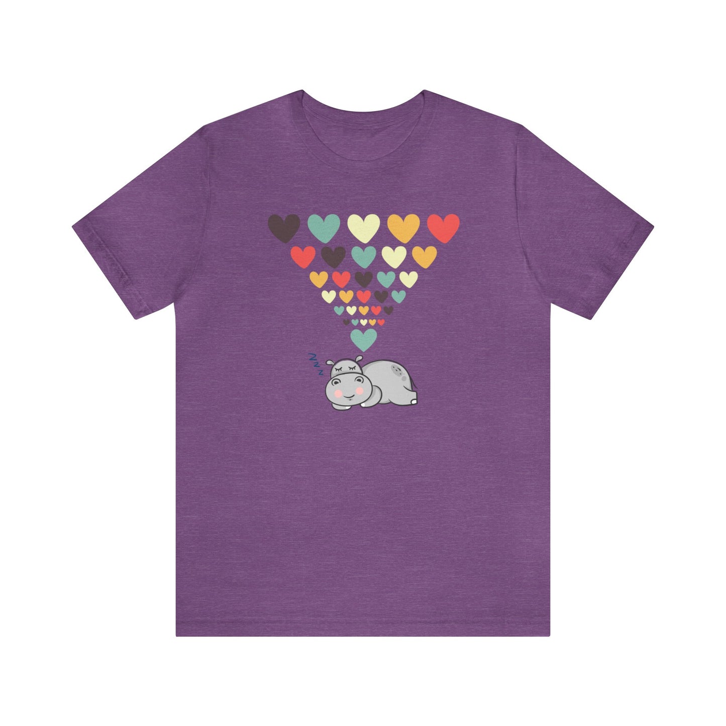 "Hippo Dreaming of Love" T-Shirt | Valentine's Day Tee Shirt for Women | Ladies Tee for V-Day | Womens Tee for Valentine's Day | Gift for Her | V-Day Tee Shirt for Ladies