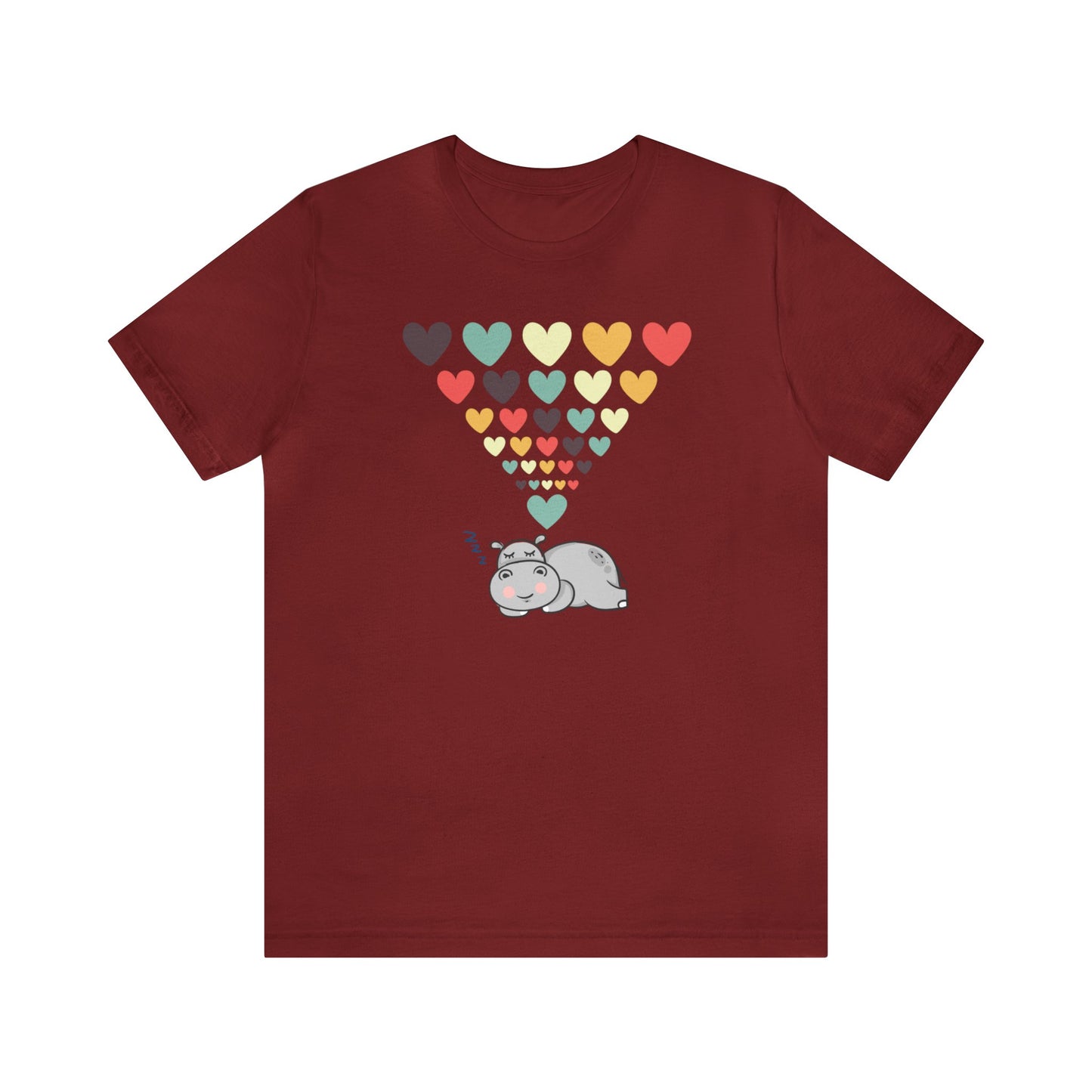 "Hippo Dreaming of Love" T-Shirt | Valentine's Day Tee Shirt for Women | Ladies Tee for V-Day | Womens Tee for Valentine's Day | Gift for Her | V-Day Tee Shirt for Ladies