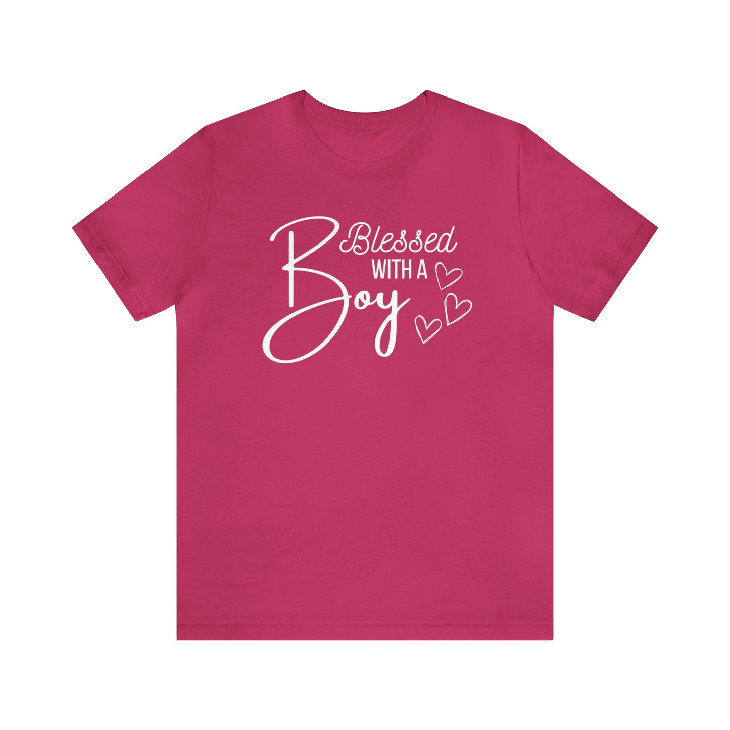 "Blessed With a Boy" T-Shirt | Perfect Gift for Moms of Boys | Cute and Trendy Mom Fashion | Mother's Day Gift Ideas | Comfortable Mom Clothing for Everyday Wear | Celebrate Your Mom Life