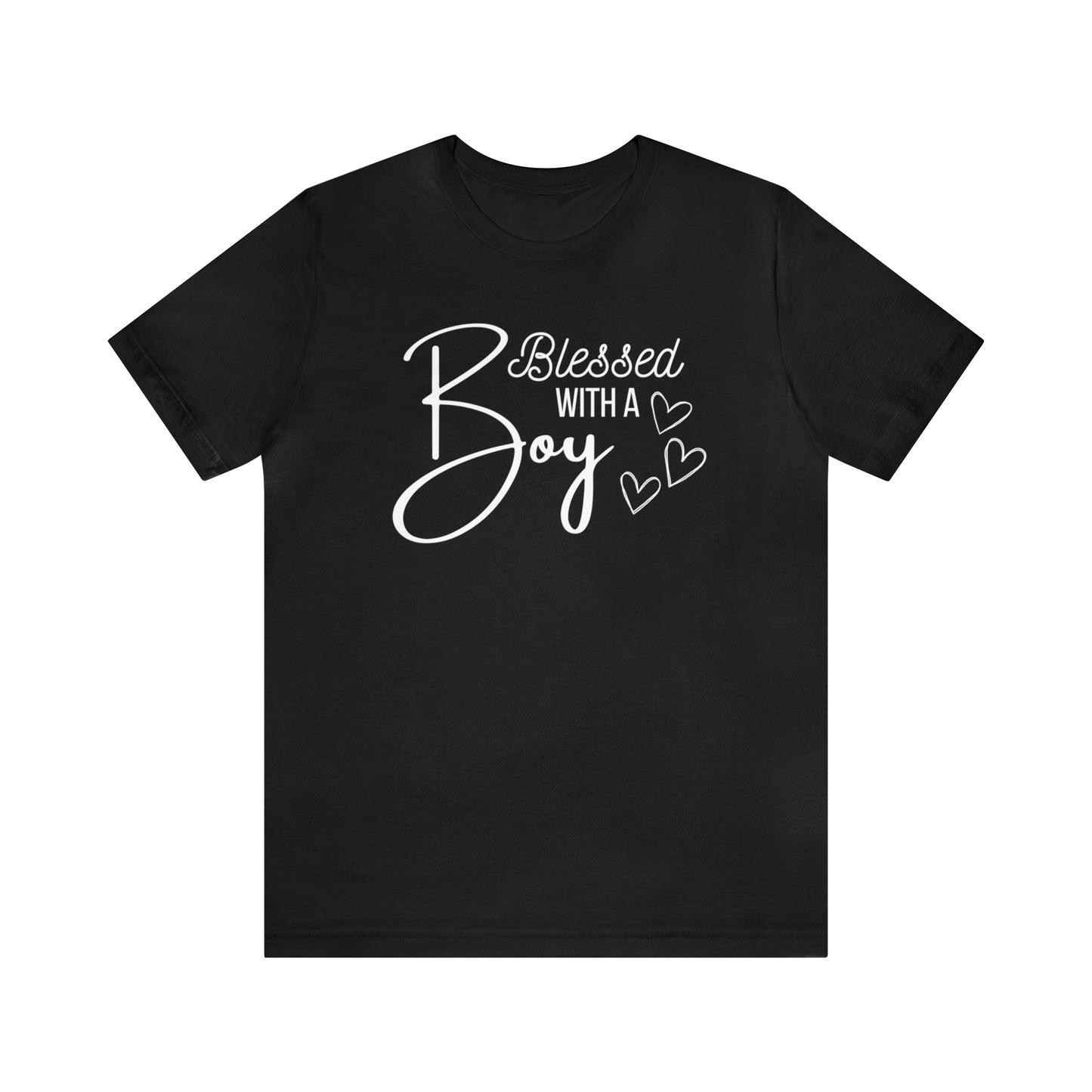 "Blessed With a Boy" T-Shirt | Perfect Gift for Moms of Boys | Cute and Trendy Mom Fashion | Mother's Day Gift Ideas | Comfortable Mom Clothing for Everyday Wear | Celebrate Your Mom Life