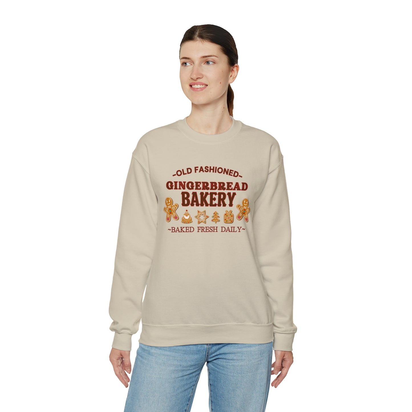 Old Fashioned Gingerbread Bakery" Sweatshirt | Ladies Festive Sweatshirt | Christmas Season Sweatshirt for Women | Womens Holiday Sweatshirt | Christmas Sweater