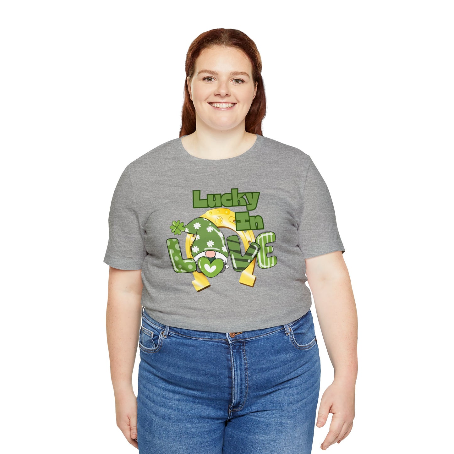 "Lucky in Love" T-Shirt | Lucky Ladies Shirt for St. Patrick's Day | Apparel for St. Patrick's Day | St. Patty's Day Tee Shirt for Ladies | Womens Tee for St. Paddy's Day | St. Patricks Day Tee Shirt for Hert