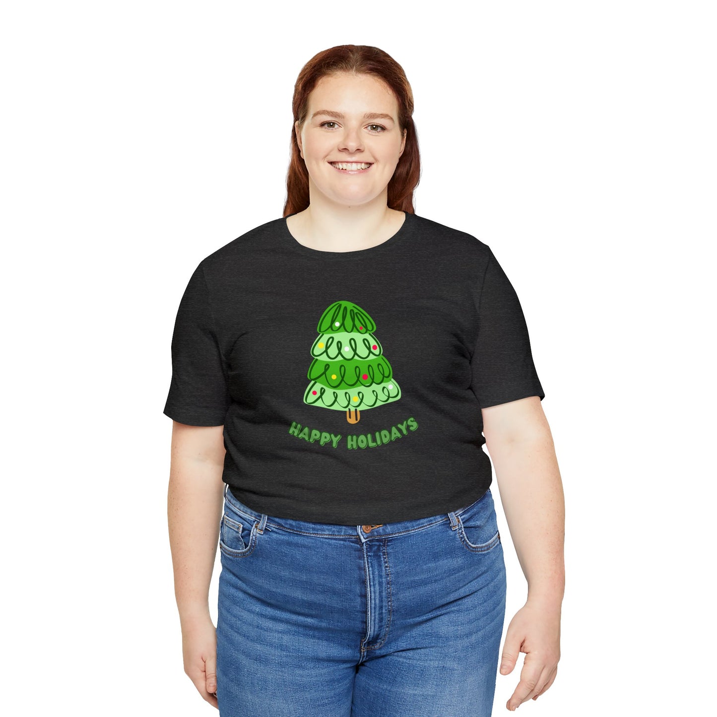 "Happy Holidays" T-Shirt | Christmas Shirt for Women | Ladies Christmas Apparel | Christmas Gift Ideas for Mom | Festive Women's Tee Shirt for Christmas | Ladies Holiday Shirt