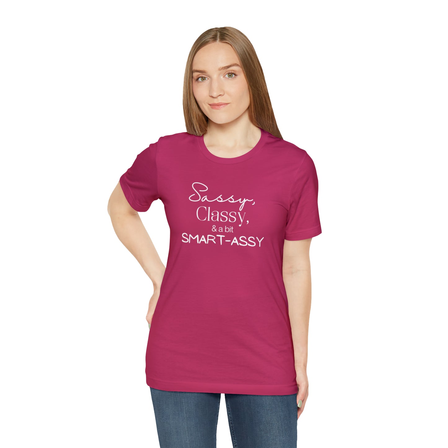 "Sassy, Classy, & a Bit Smart-Assy" T-Shirt | Funny Women's Shirt | Humorous Women's Tee | Sarcastic Mom Shirt | Trendy Mom Apparel | Birthday Gift Ideas for Mom | Gifts for Her | Comfortable Everyday Mom Wear | Funny Mama Shirt | Funny Shirt for Women