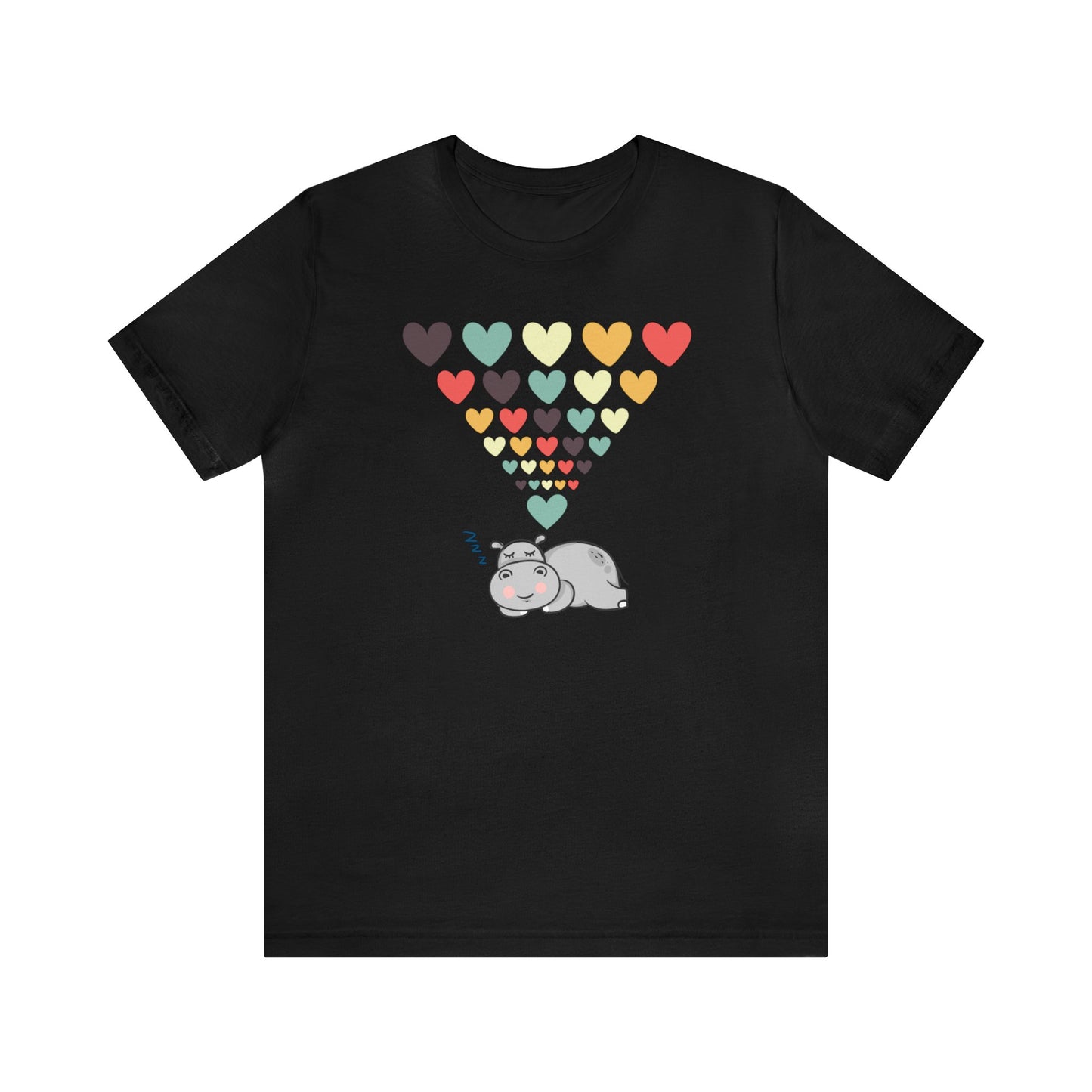 "Hippo Dreaming of Love" T-Shirt | Valentine's Day Tee Shirt for Women | Ladies Tee for V-Day | Womens Tee for Valentine's Day | Gift for Her | V-Day Tee Shirt for Ladies