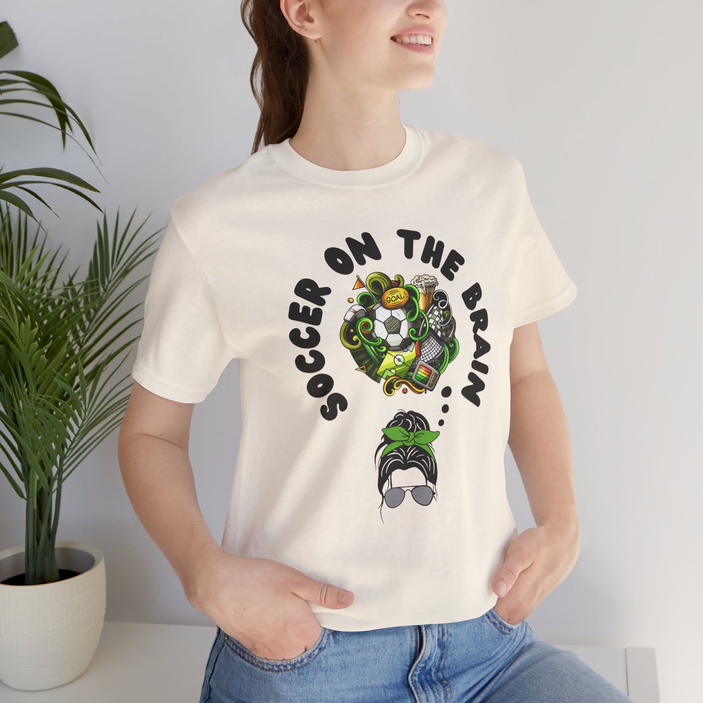 "Soccer on the Brain" T-Shirt | Soccer Mom Shirt for Game Day | Trendy Soccer Mama Tee | Soccer Graphic Tee Shirt | Christmas Gift Ideas for Moms | Soccer Mom Apparel