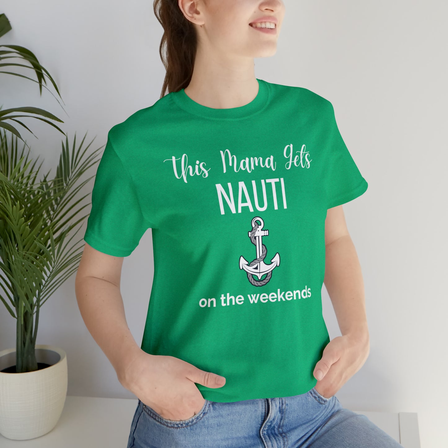 "This Mama Gets Nauti on the Weekends" T-Shirt | Perfect Gift for Moms Who Love the Water | Trendy Mom Fashion | Funny Boating Mom Shirt | Show Your Love for Boating | Comfortable Mom Clothing for a Day on the Water | Humorous Mom Tee