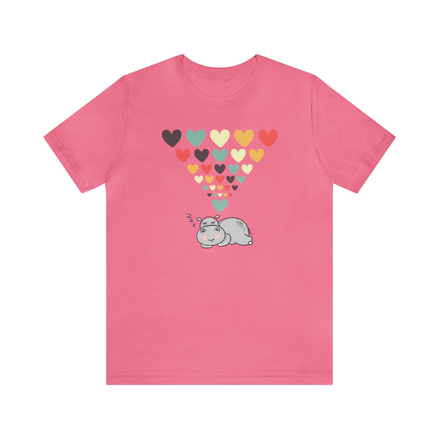 "Hippo Dreaming of Love" T-Shirt | Valentine's Day Tee Shirt for Women | Ladies Tee for V-Day | Womens Tee for Valentine's Day | Gift for Her | V-Day Tee Shirt for Ladies