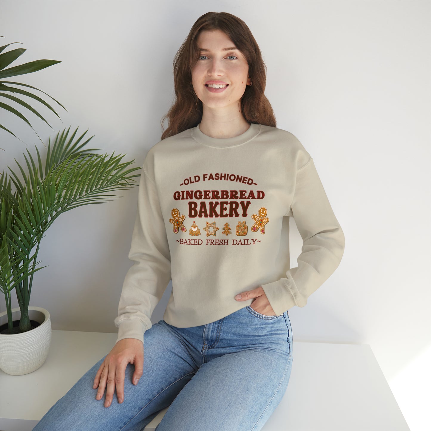 Old Fashioned Gingerbread Bakery" Sweatshirt | Ladies Festive Sweatshirt | Christmas Season Sweatshirt for Women | Womens Holiday Sweatshirt | Christmas Sweater