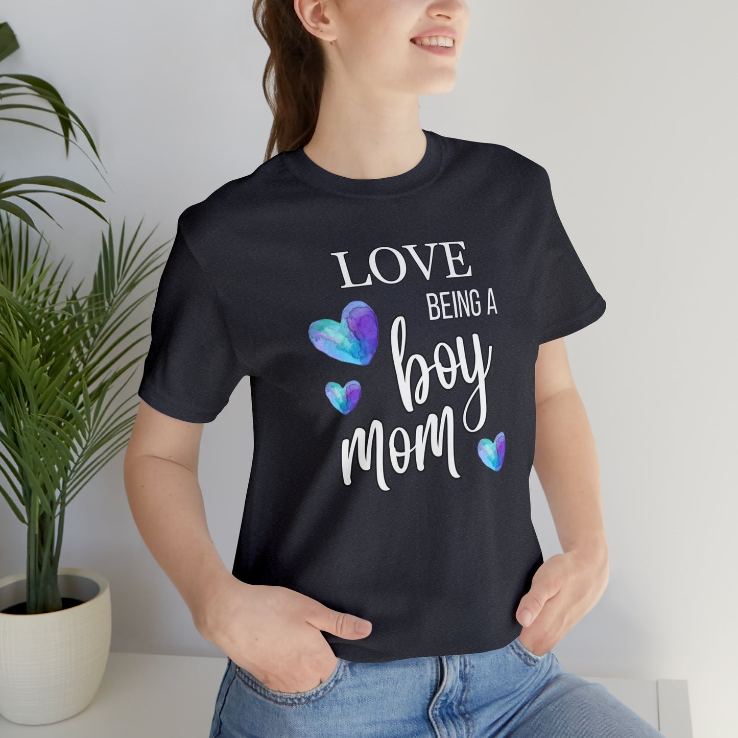 " Love Being A Boy Mom" T-Shirt | Perfect Gift for Moms of Boys | Cute and Trendy Mom Fashion | Mother's Day Gift Ideas | Comfortable Mom Clothing for Everyday Wear | Celebrate Your Supermom Status with Style | Perfect Birthday Gift for Mom