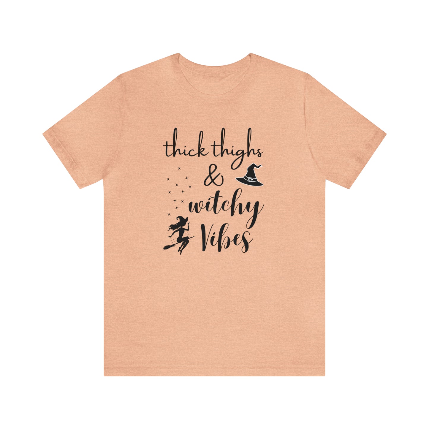 "Thick Thighs & Witchy Vibes" T-shirt | Trendy Halloween Apparel | Funny Halloween T-Shirts for Moms | Halloween Mom Shirts | Witchy Mom Shirt | Birthday Gift Ideas for Moms that Love Halloween