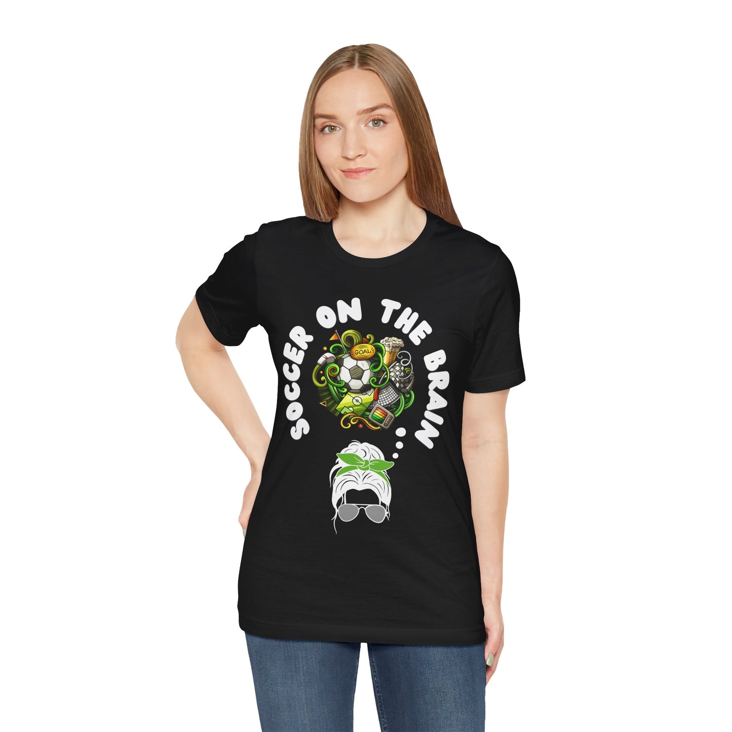 "Soccer on the Brain" T-Shirt | Soccer Mom Shirt for Game Day | Trendy Soccer Mama Tee | Soccer Graphic Tee Shirt | Christmas Gift Ideas for Moms | Soccer Mom Apparel