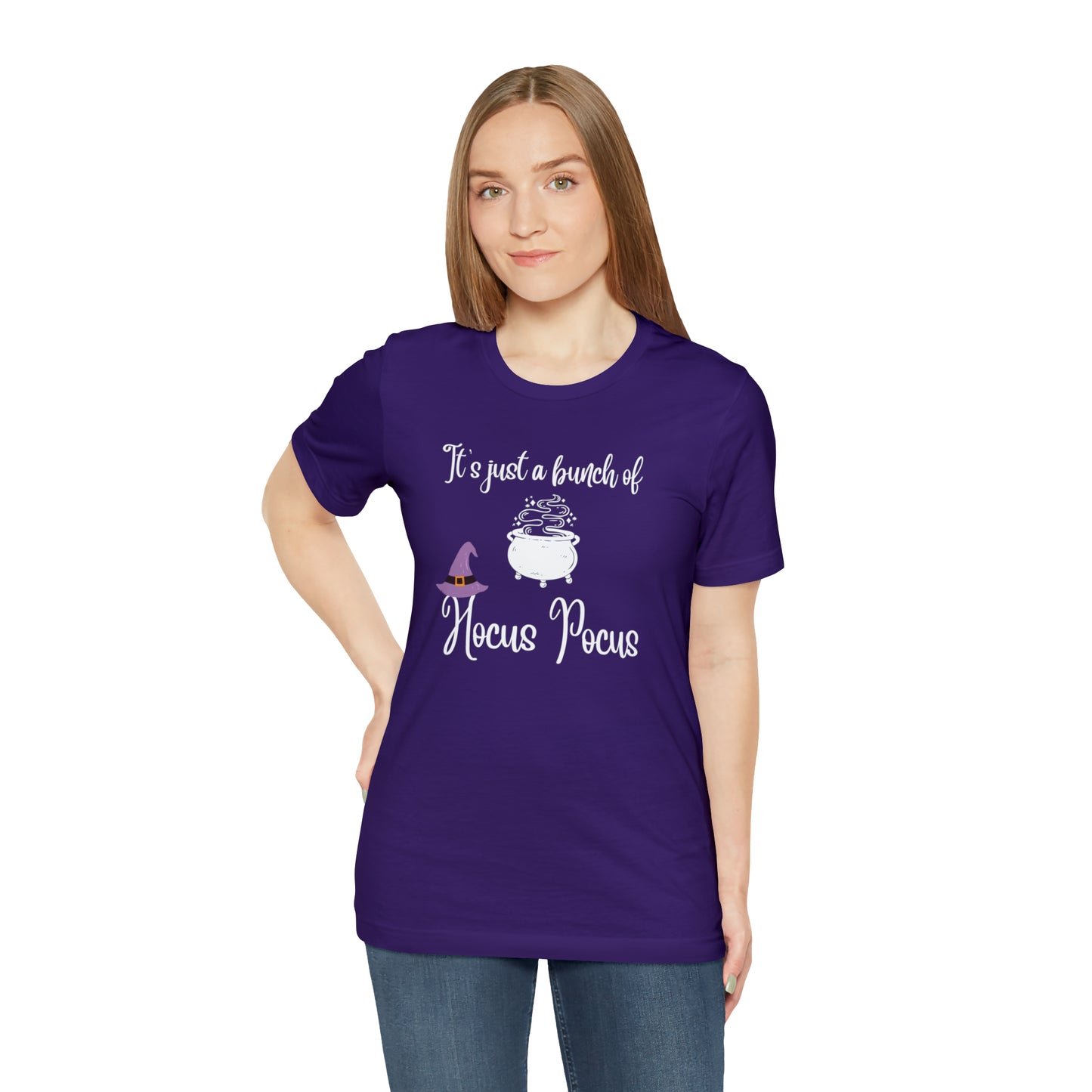 "It's Just a Bunch of Hocus Pocus" T-shirt | Perfect Gift for Women Who Love Halloween | Comfortable and Trendy Halloween Apparel | Halloween Shirts With Sayings for Moms