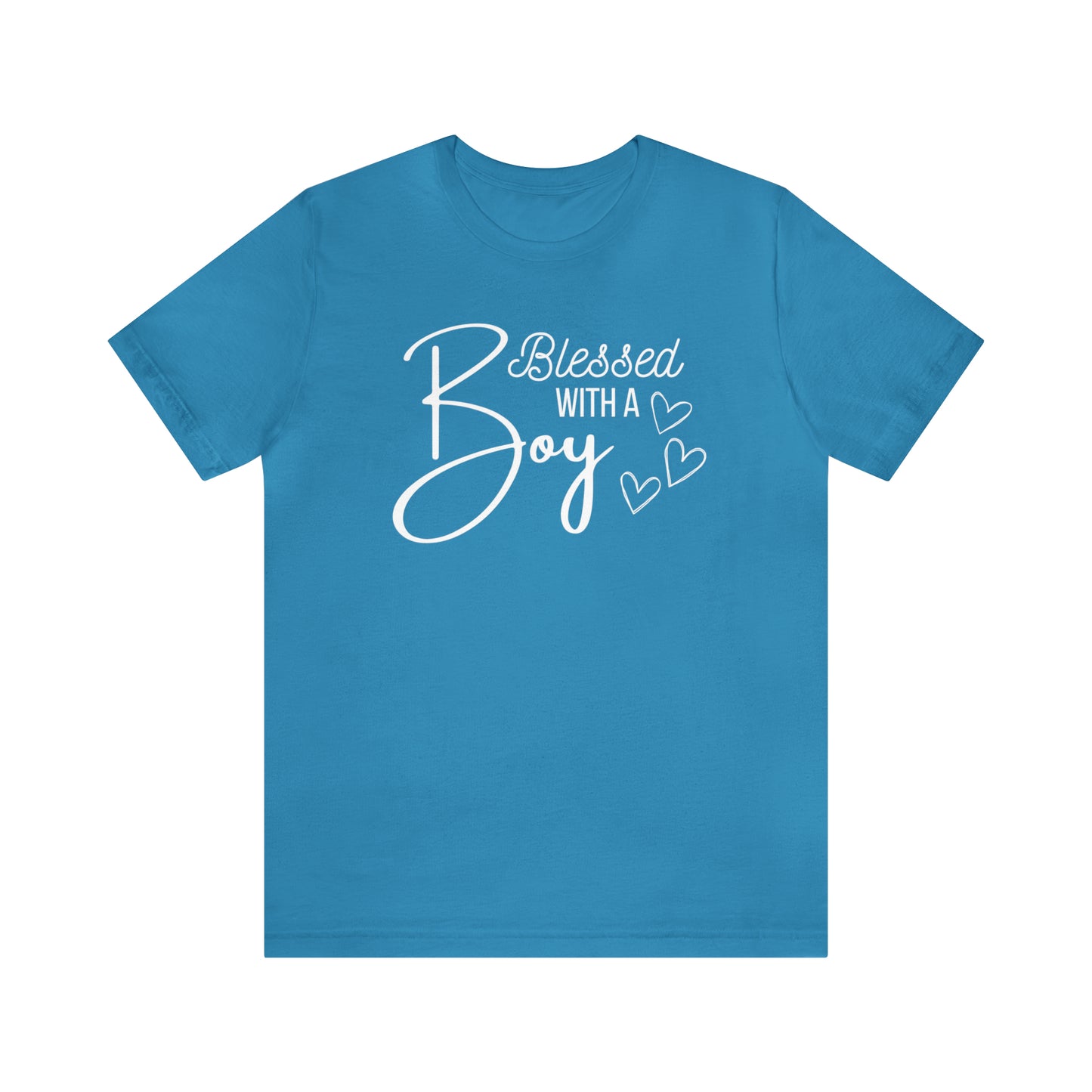 "Blessed With a Boy" T-Shirt | Perfect Gift for Moms of Boys | Cute and Trendy Mom Fashion | Mother's Day Gift Ideas | Comfortable Mom Clothing for Everyday Wear | Celebrate Your Mom Life