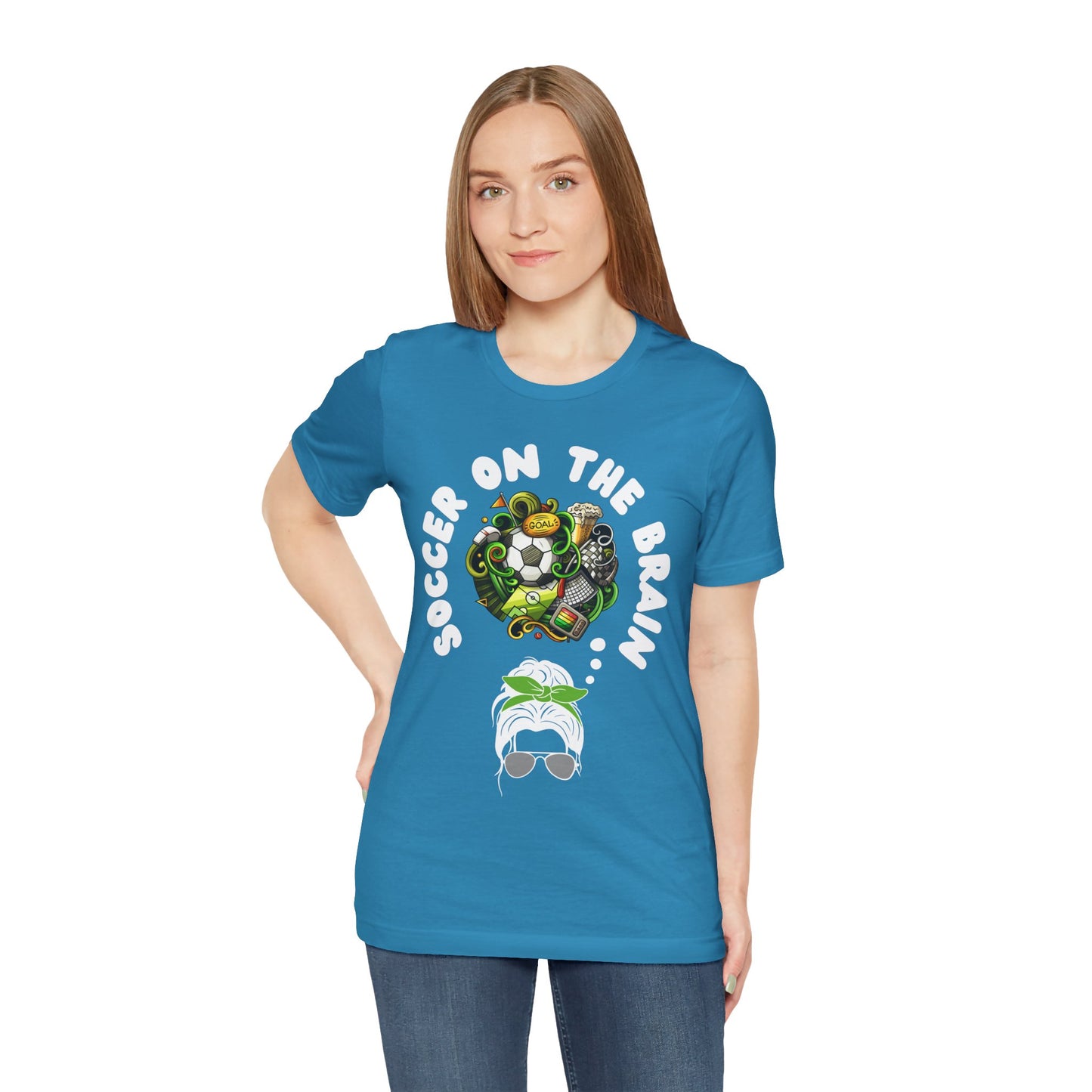 "Soccer on the Brain" T-Shirt | Soccer Mom Shirt for Game Day | Trendy Soccer Mama Tee | Soccer Graphic Tee Shirt | Christmas Gift Ideas for Moms | Soccer Mom Apparel